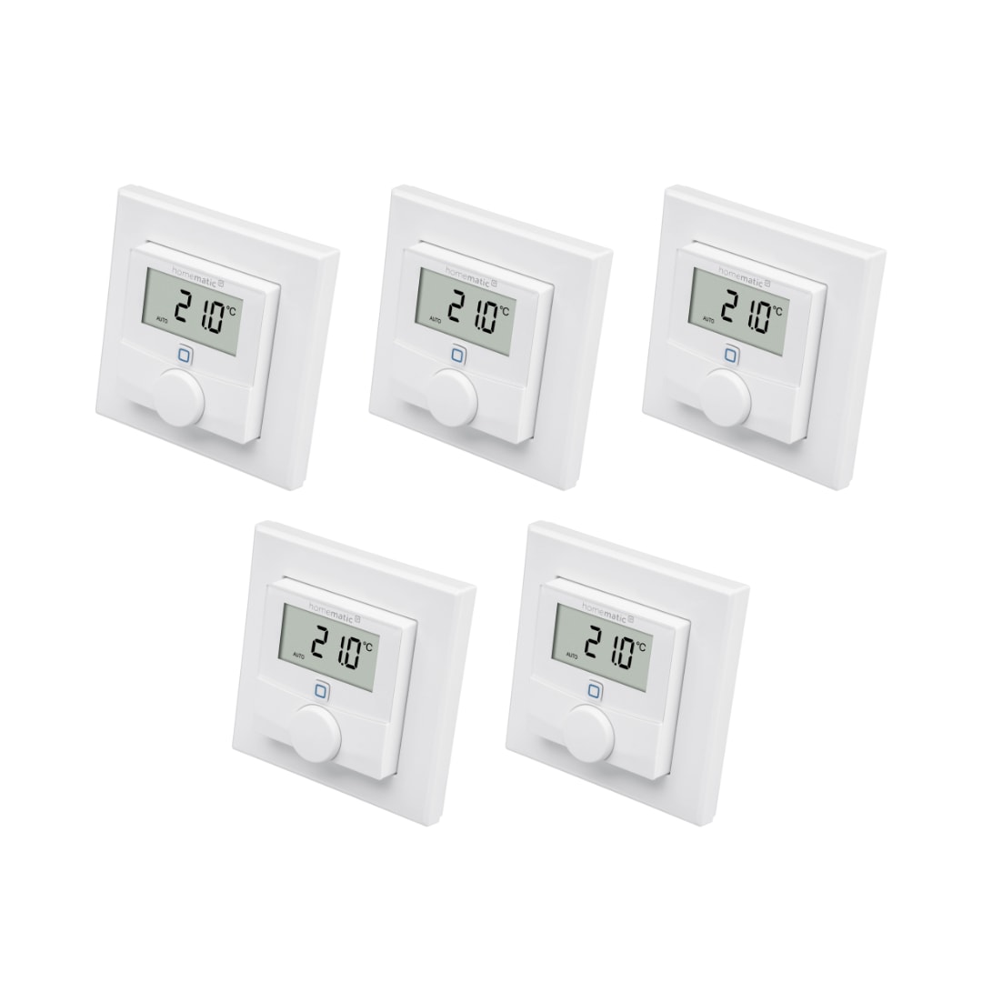 Homematic IP Wandthermostat mit Luftfeuchtigkeitssensor HmIP-WTH-1, 5er Pack