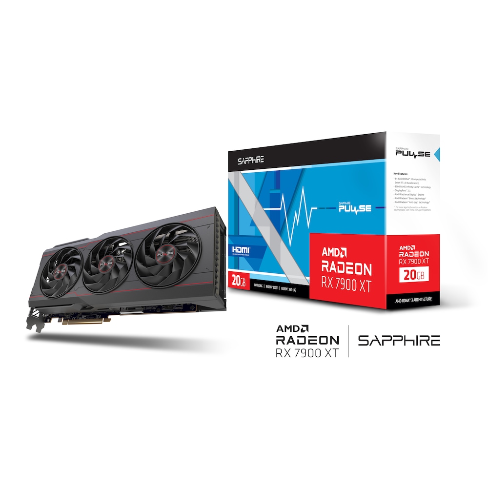 SAPPHIRE AMD Radeon RX 7900 XT PULSE Grafikkarte 20GB GDDR6 2xHDMI/2xDP