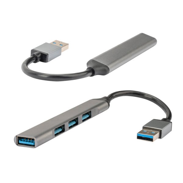 4smarts 4in1 Hub 3x USB-A 2.0, 1x USB-A 3.0 spacegrau