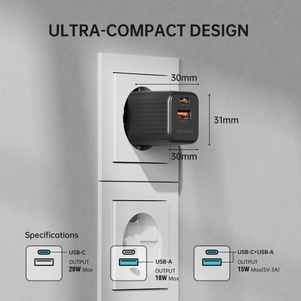 4smarts VoltPlug Duos Mini PD 20W schwarz