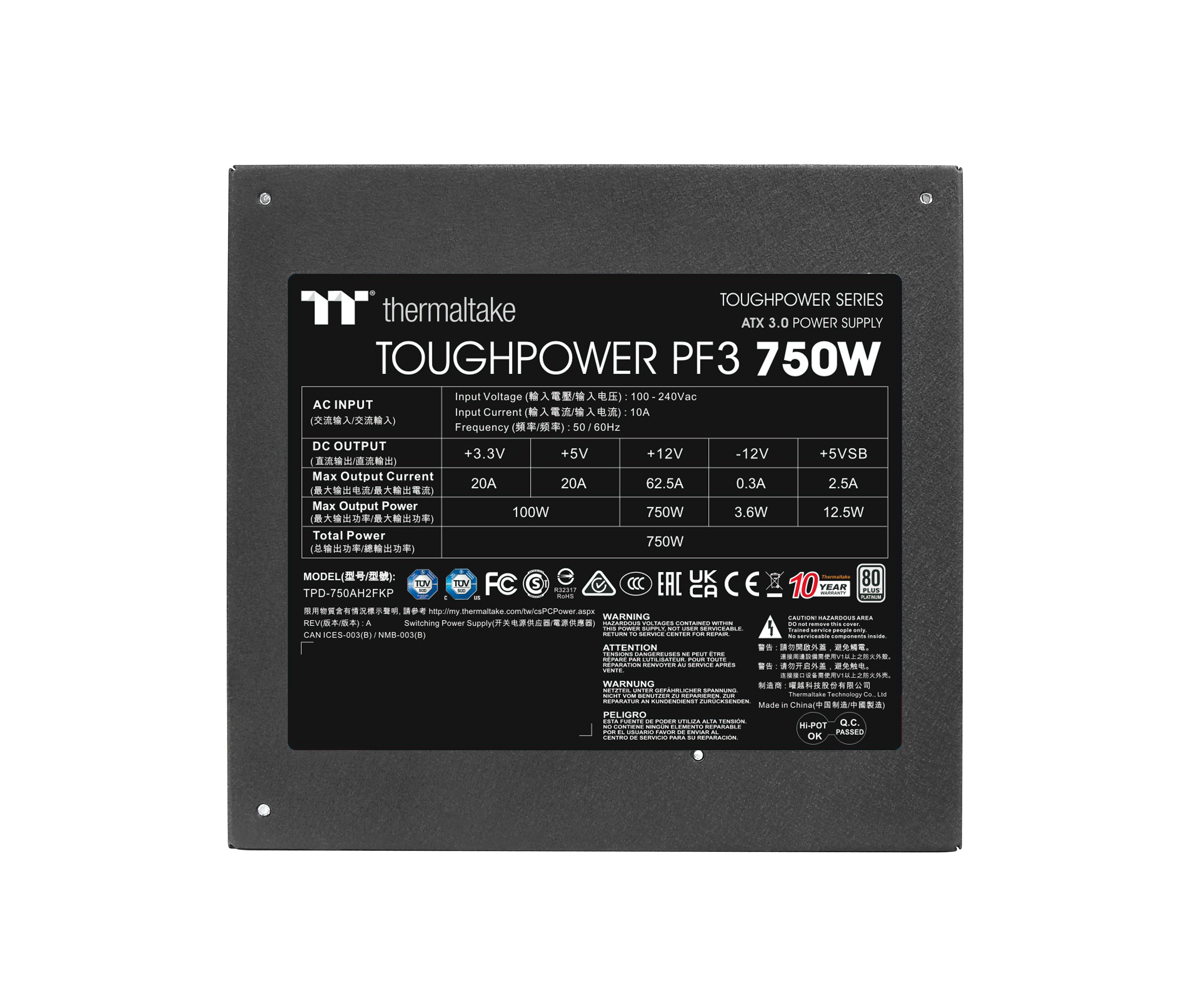 Thermaltake ToughPower PF3 750W Gen 5 Netzteil ATX 3.0 80+ Platinum