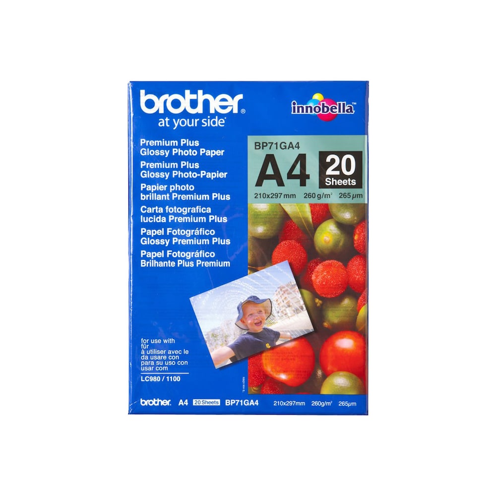 Brother BP71GA4 Fotopapier-A4, Paket mit 20 Blatt, 260 g/qm