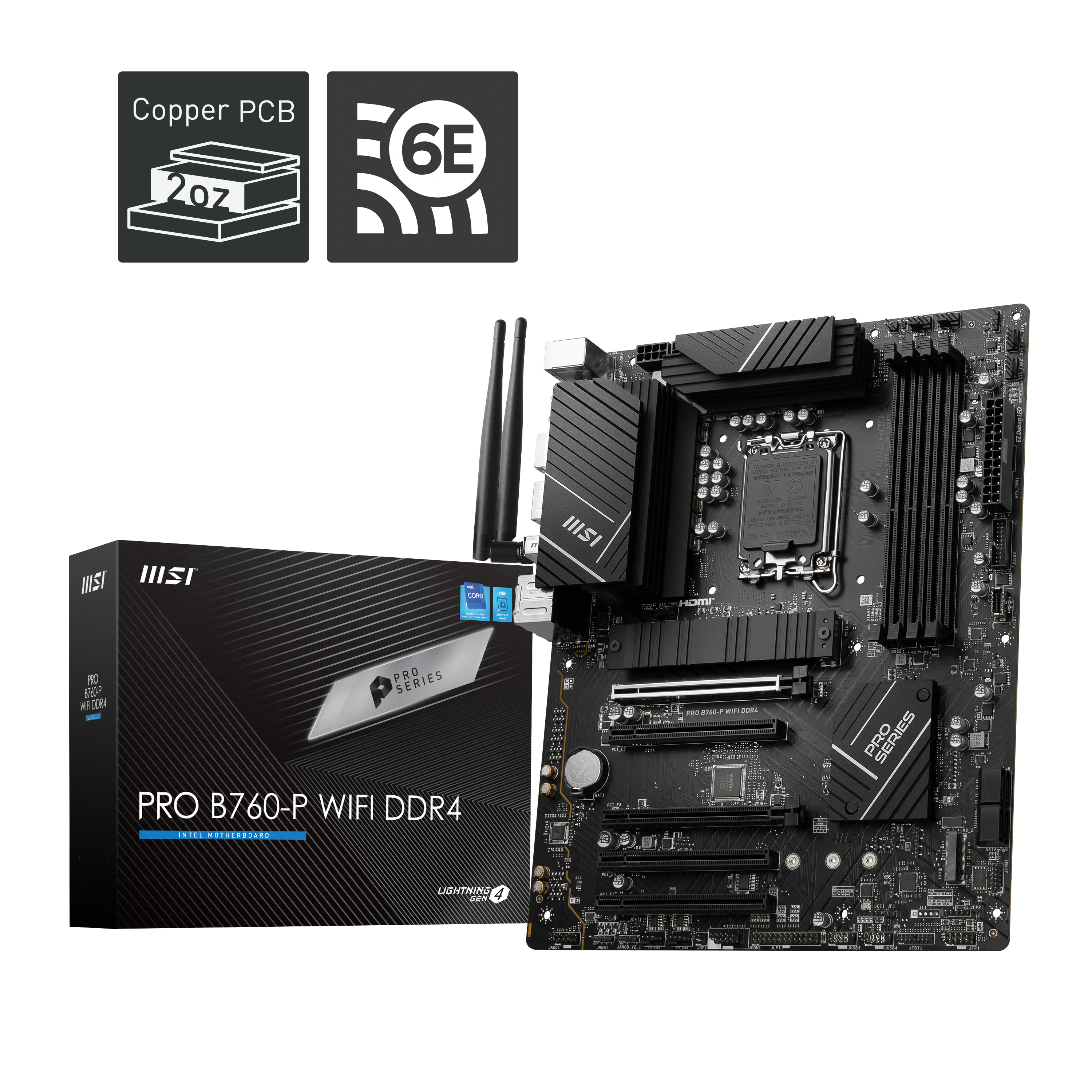 MSI PRO B760-P WIFI DDR4 ATX Mainboard Sockel 1700 M.2/HDMI/USB-C