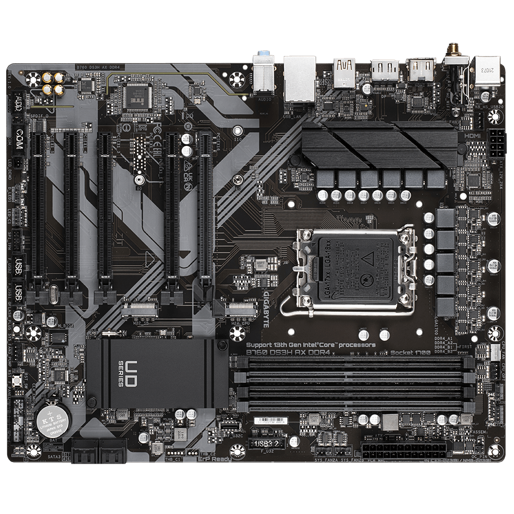 GIGABYTE B760 DS3H AX DDR4 ATX Mainboard Sockel 1700 M.2/HDMI/DP/WIFI/BT