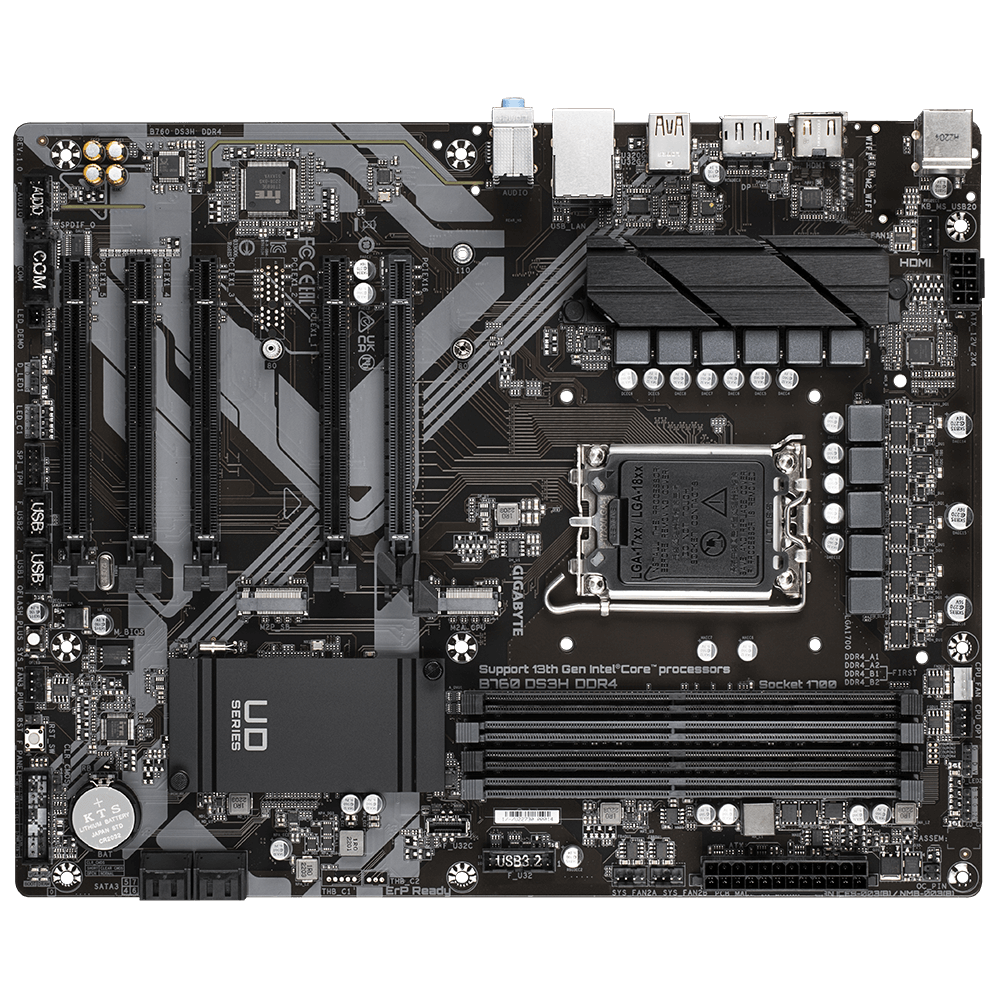 GIGABYTE B760 DS3H DDR4 ATX Mainboard Sockel 1700 M.2/HDMI/DP