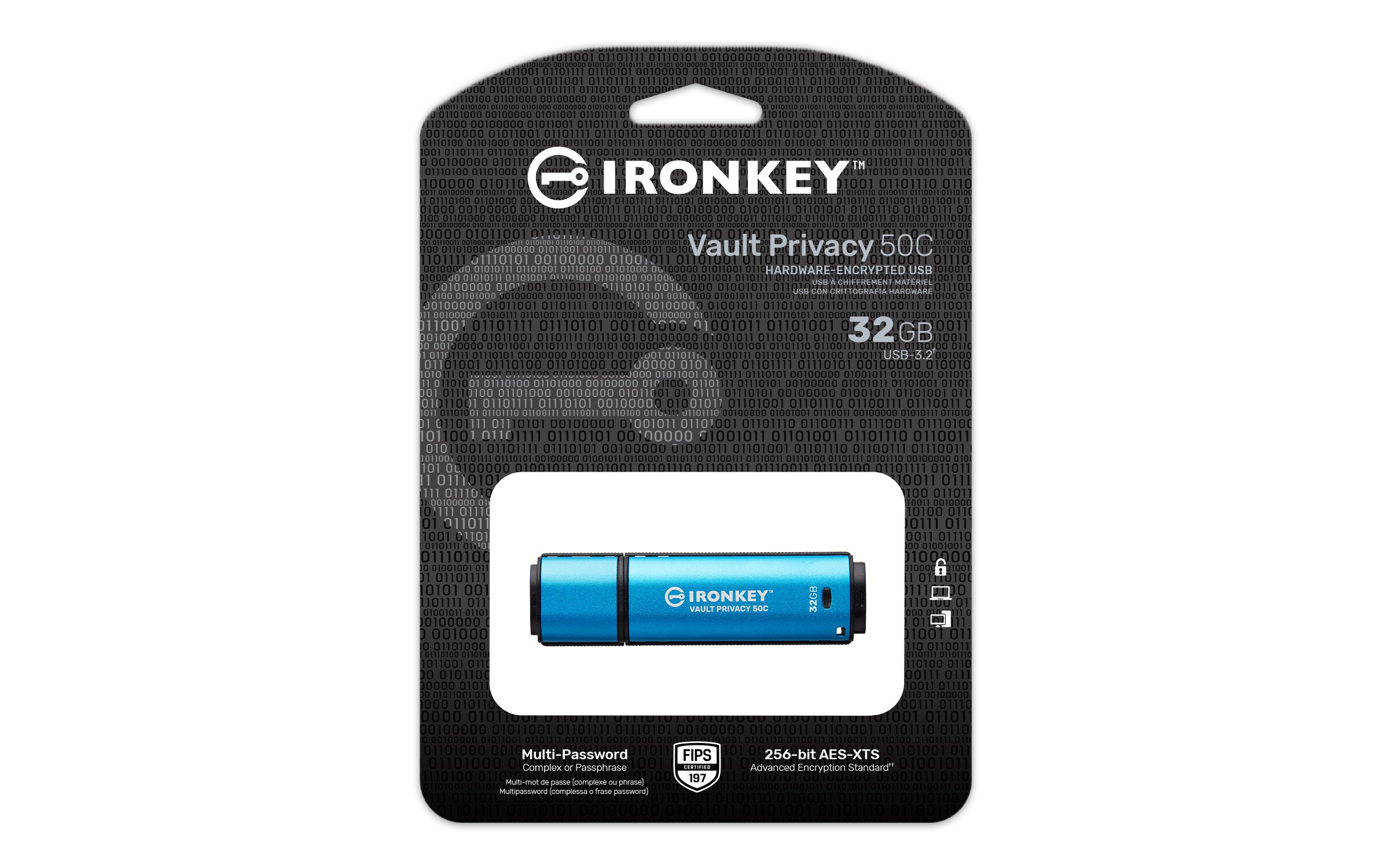 Kingston 32GB IronKey Vault Privacy 50C Verschlüsselter USB-Stick Metall USB 3.2