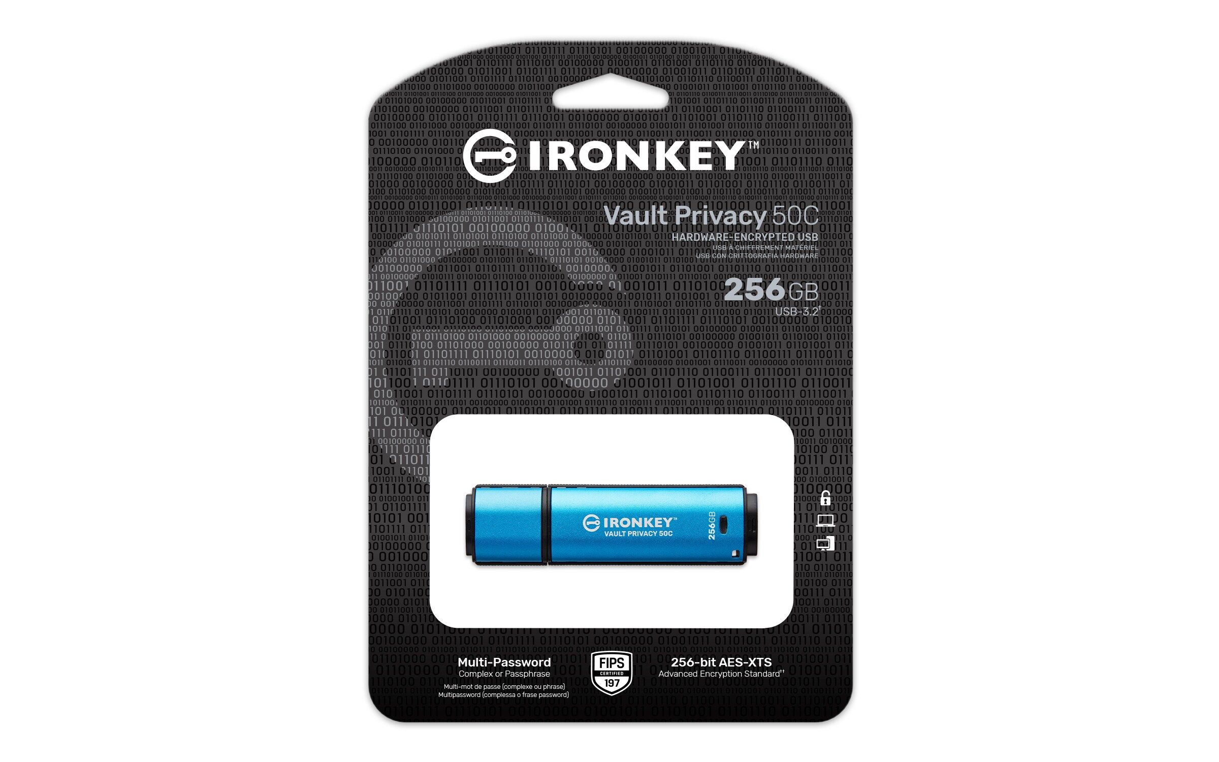 Kingston 256 GB IronKey Vault Privacy 50C Verschlüsselter USB-Stick USB 3.2