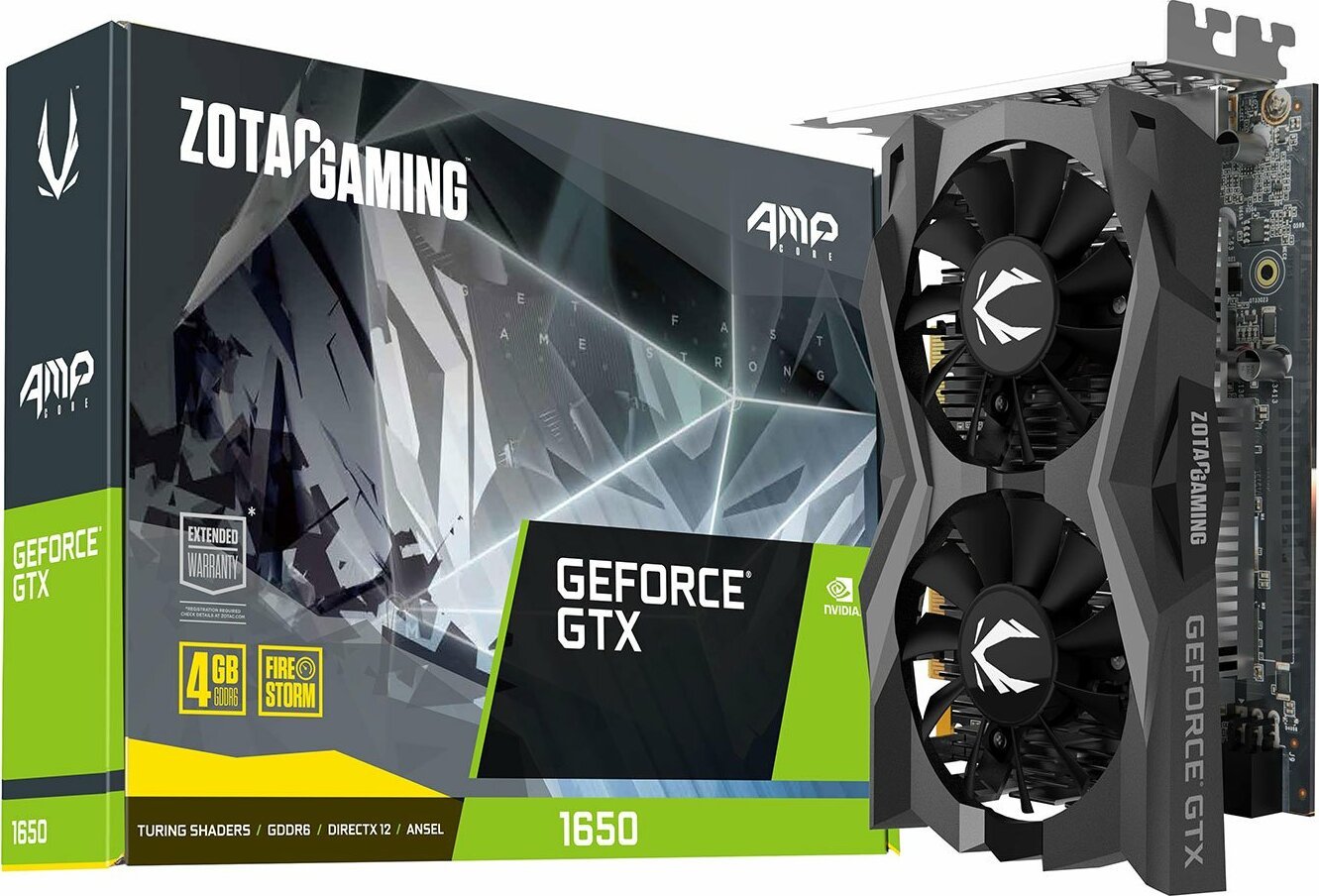 ZOTAC GAMING GeForce GTX 1650 AMP Core 4GB GDDR6 Grafikkarte HDMI/DP/DVI