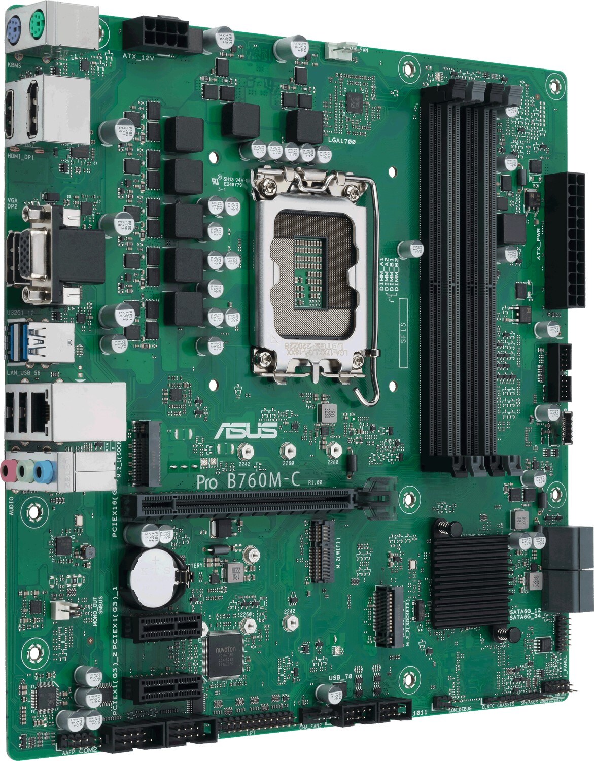 ASUS Pro B760M-C-CSM mATX Mainboard Sockel 1700 DP/HDMI/VGA/PS2/USB3.0