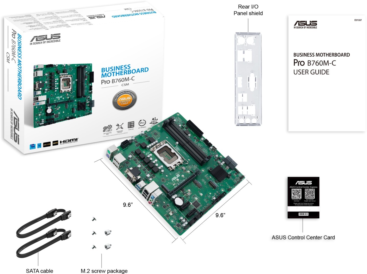 ASUS Pro B760M-C-CSM mATX Mainboard Sockel 1700 DP/HDMI/VGA/PS2/USB3.0