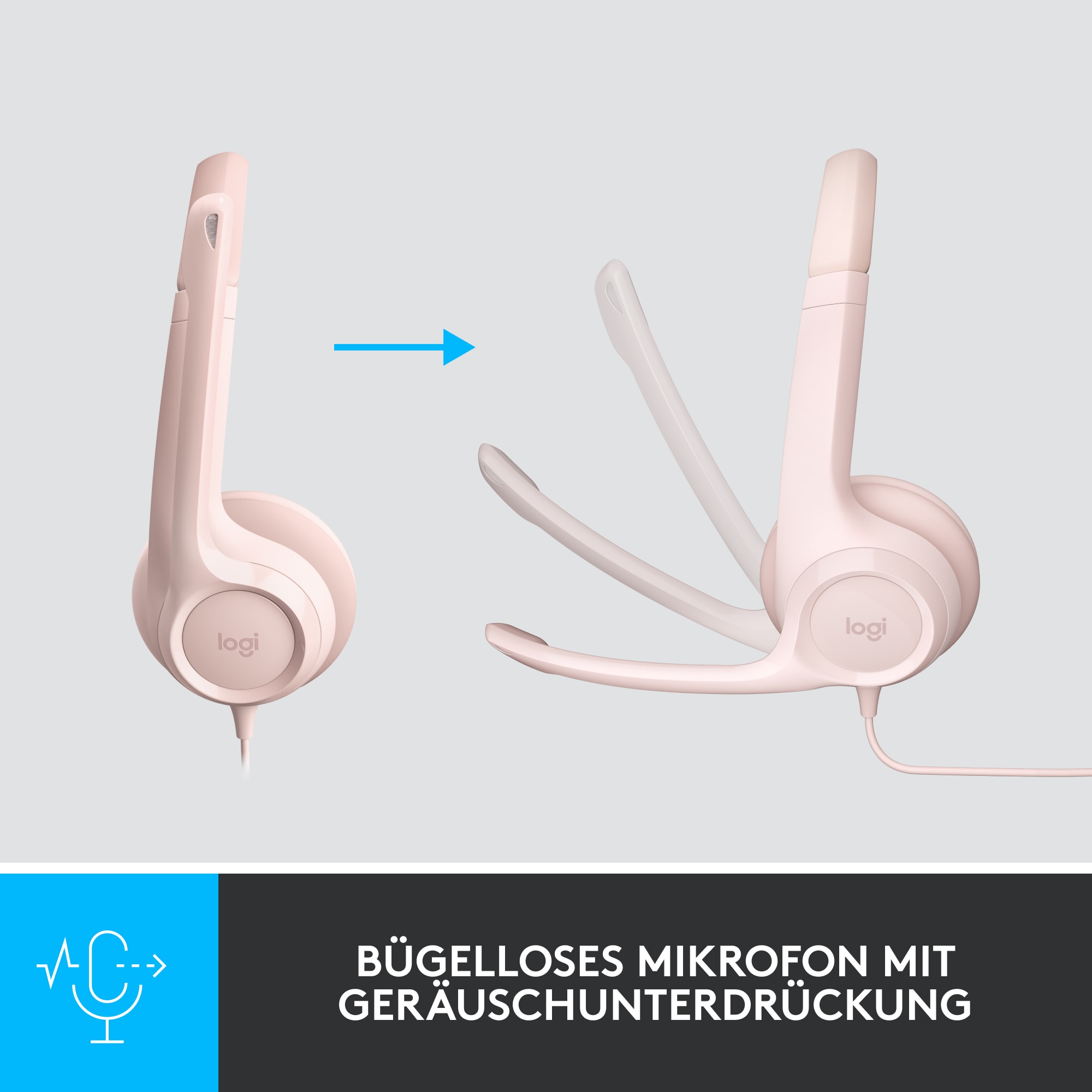 Logitech H390 Kabelgebundenes Beidseitiges Headset USB Rosé