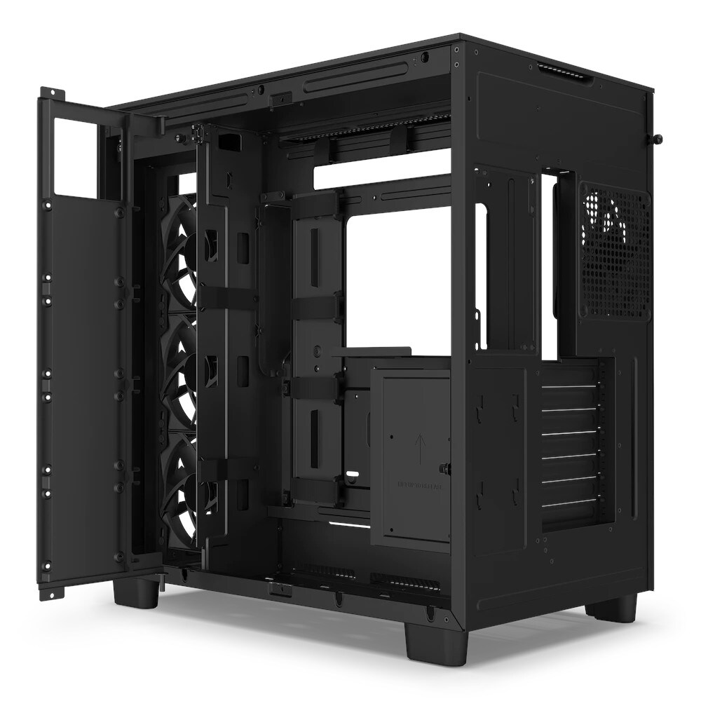 NZXT H9 Flow Black Midi Tower ATX Gaming Gehäuse schwarz mit Glasfenster