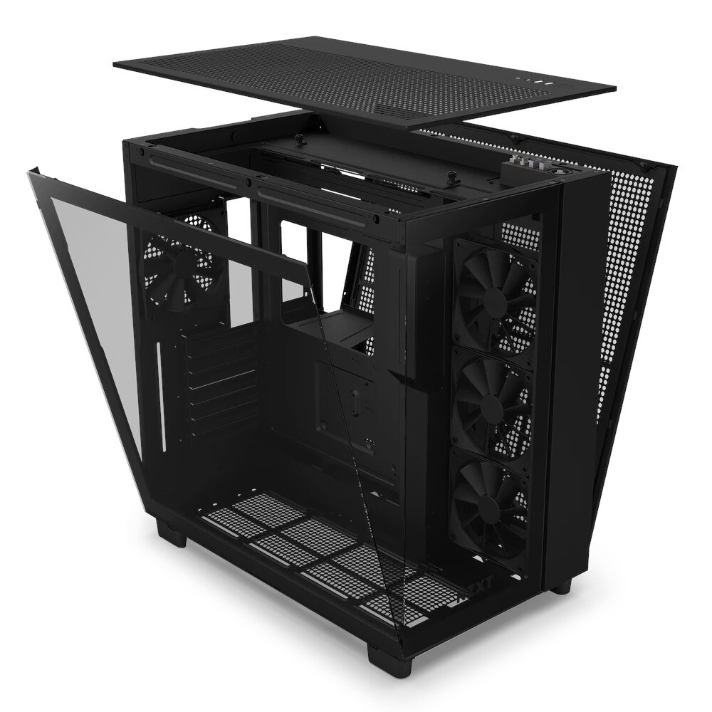 NZXT H9 Flow Black Midi Tower ATX Gaming Gehäuse schwarz mit Glasfenster