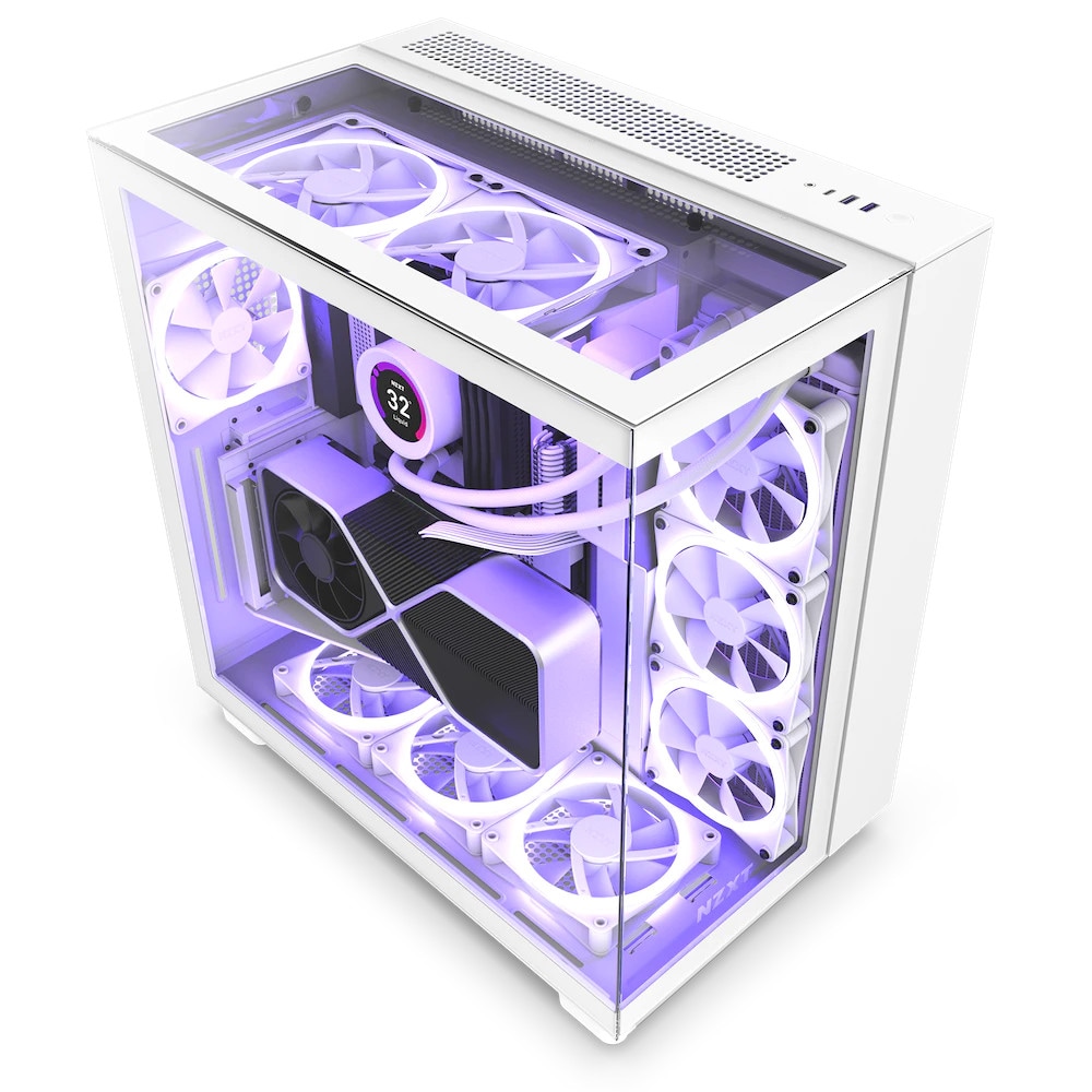 NZXT H9 Elite White Midi Tower ATX Gaming Gehäuse weiß mit Glasfenster