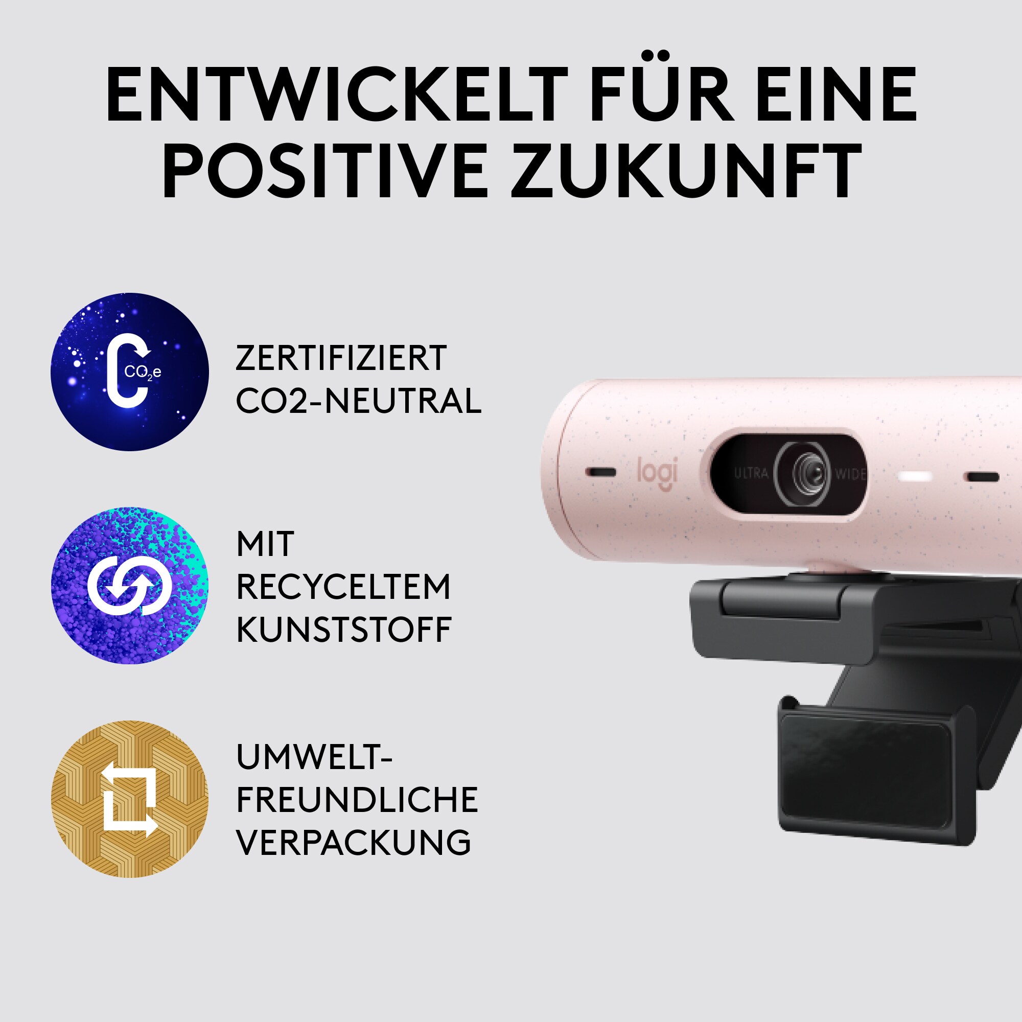 Logitech Brio 500 Full HD USB-C Webcam, Rosé