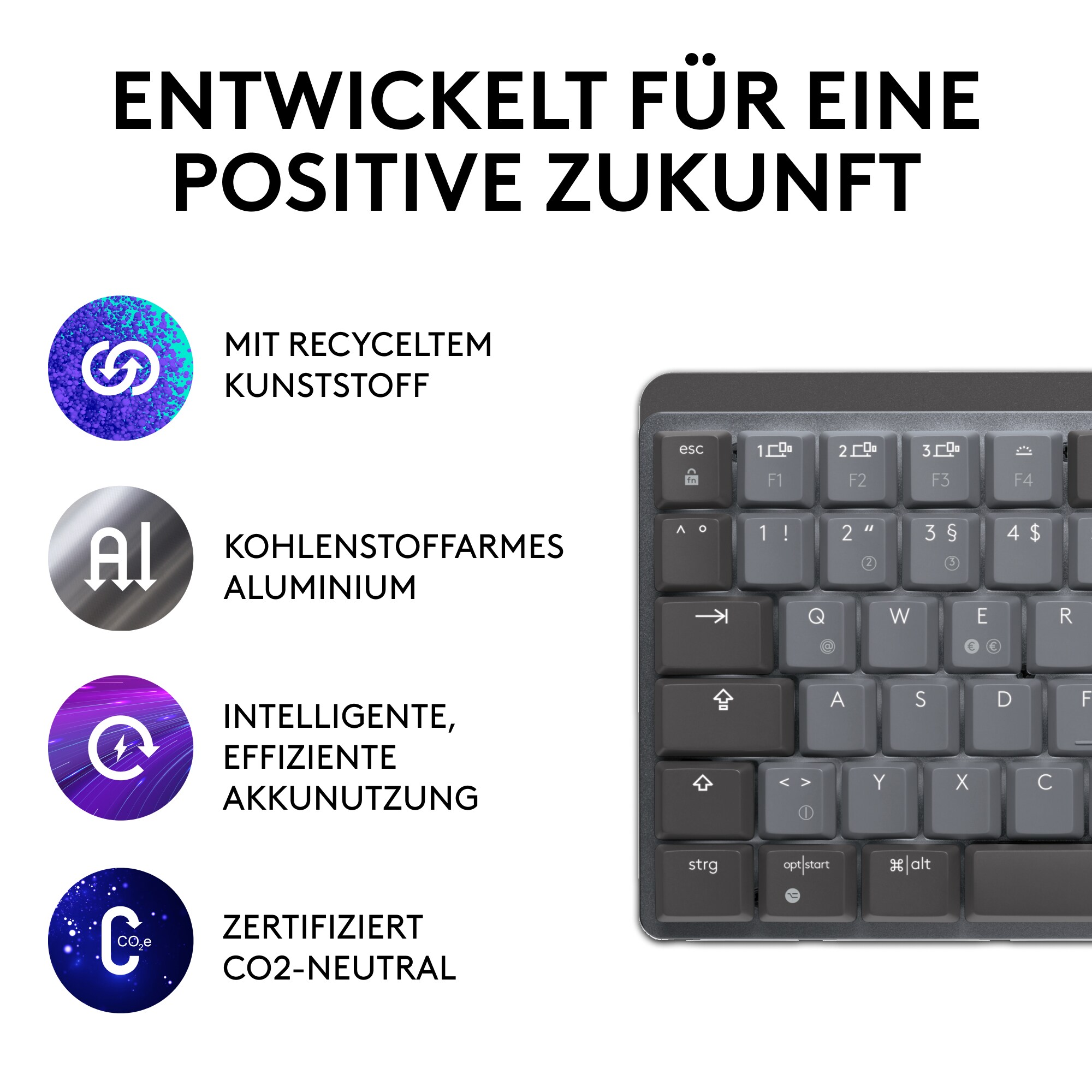 Logitech MX Mechanical Mini Minimalist Illuminated Kabellose Tastatur Tactile