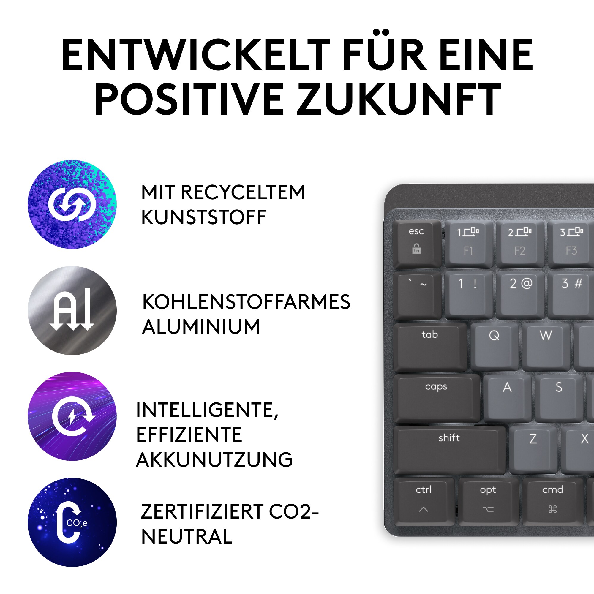 Logitech MX Mechanical Mini für Mac Kabellose Tastatur Dunkelgrau