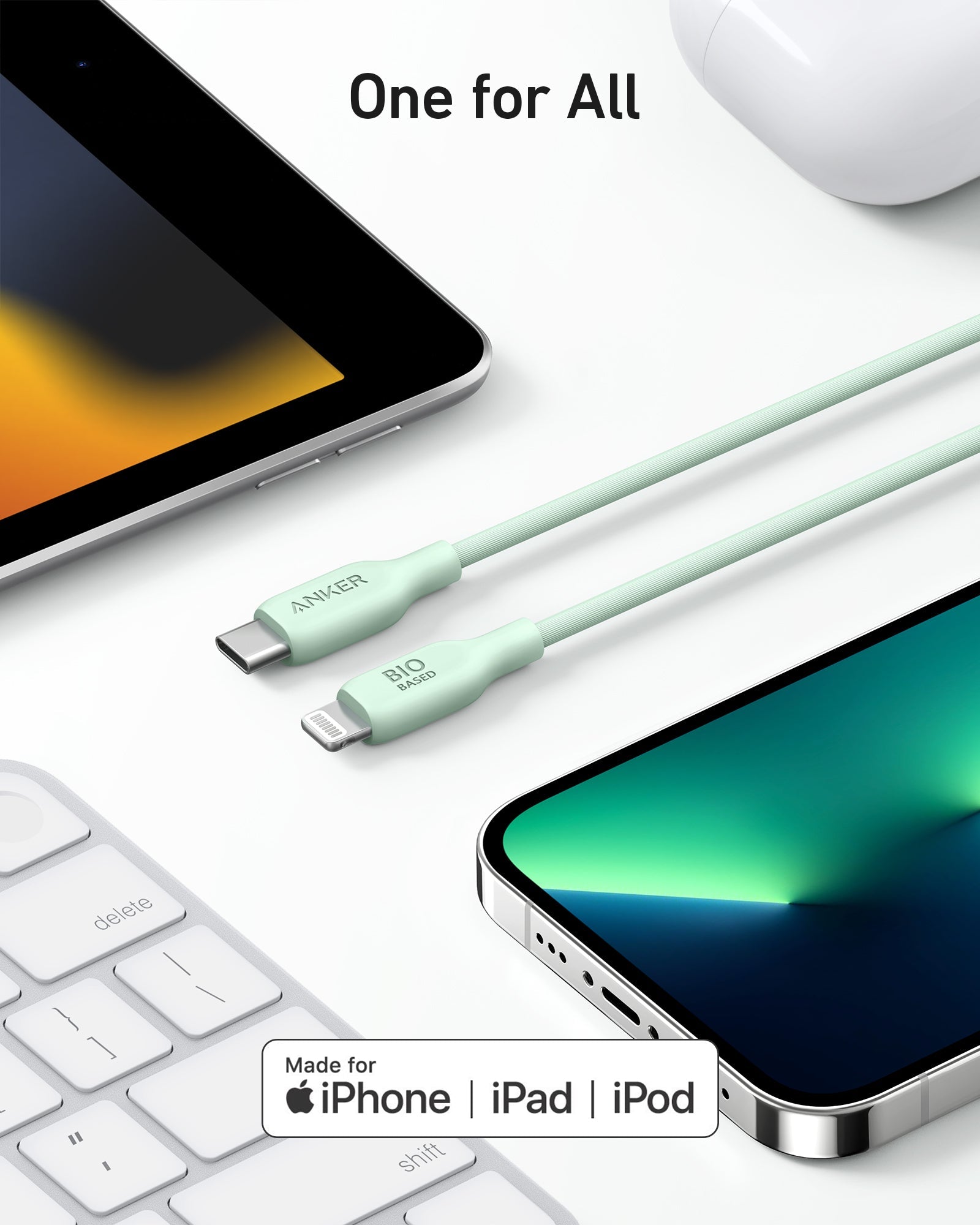 Anker 541 Eco-friendly Bio-TPU-Kabel USB-C zu Lightning 0,9m grün