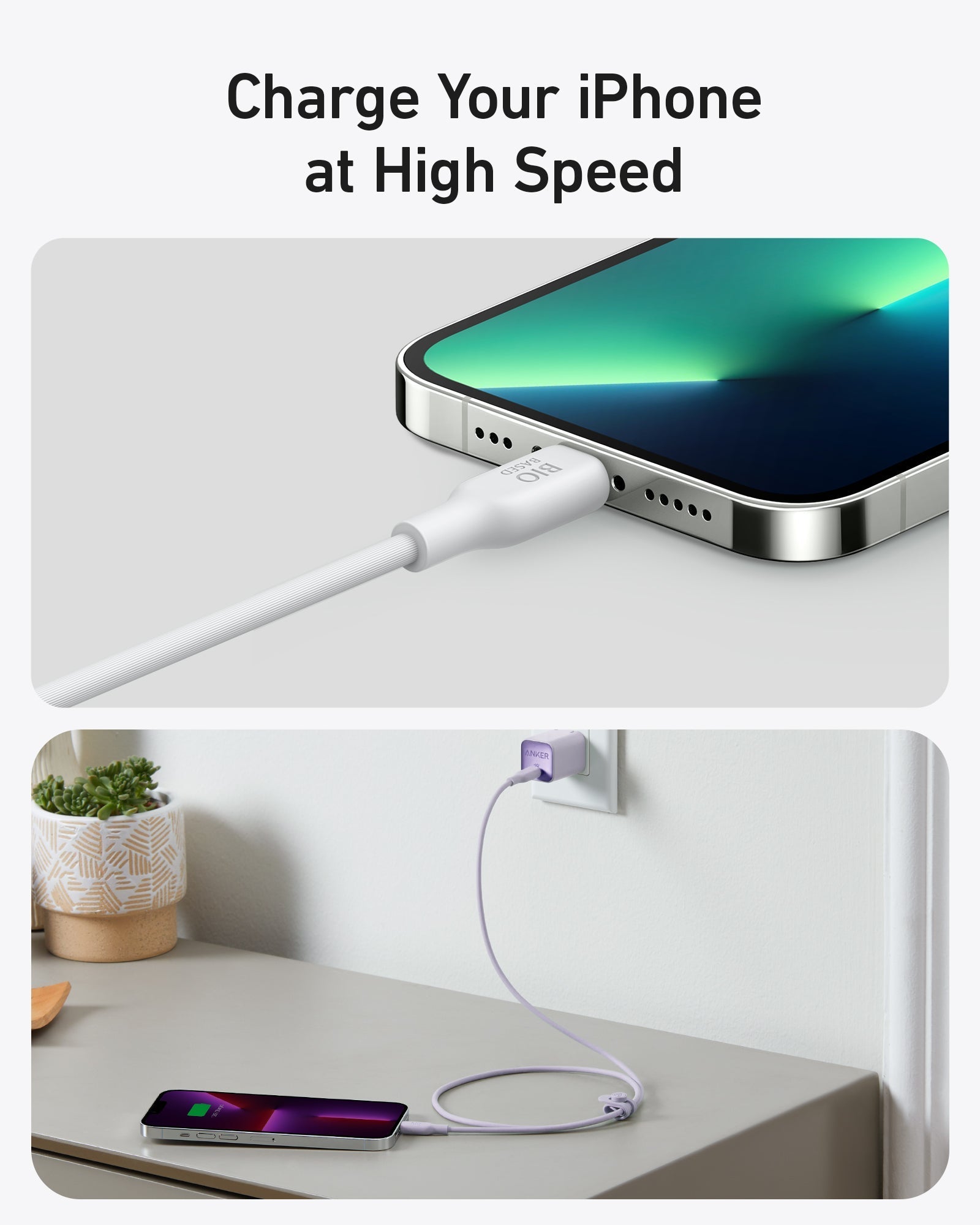 Anker 541 Eco-friendly Bio-TPU-Kabel USB-C zu Lightning 0,9m weiß