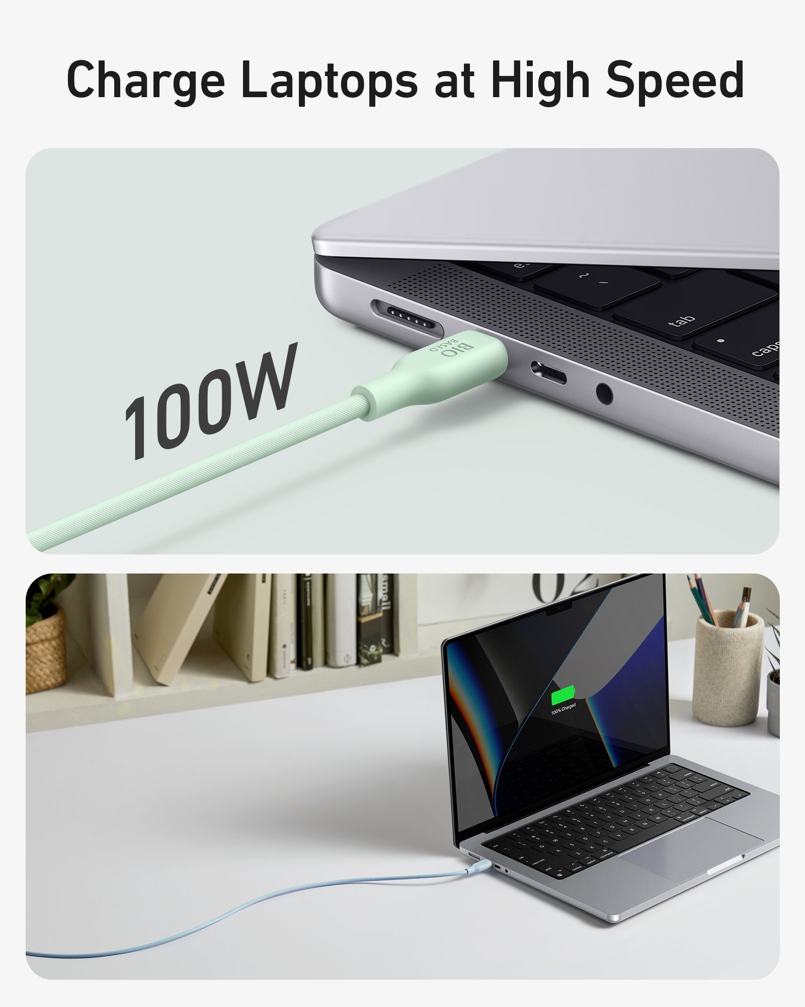 Anker 543 Eco-friendly Bio-TPU-Kabel USB-C zu USB-C 0,9m grün