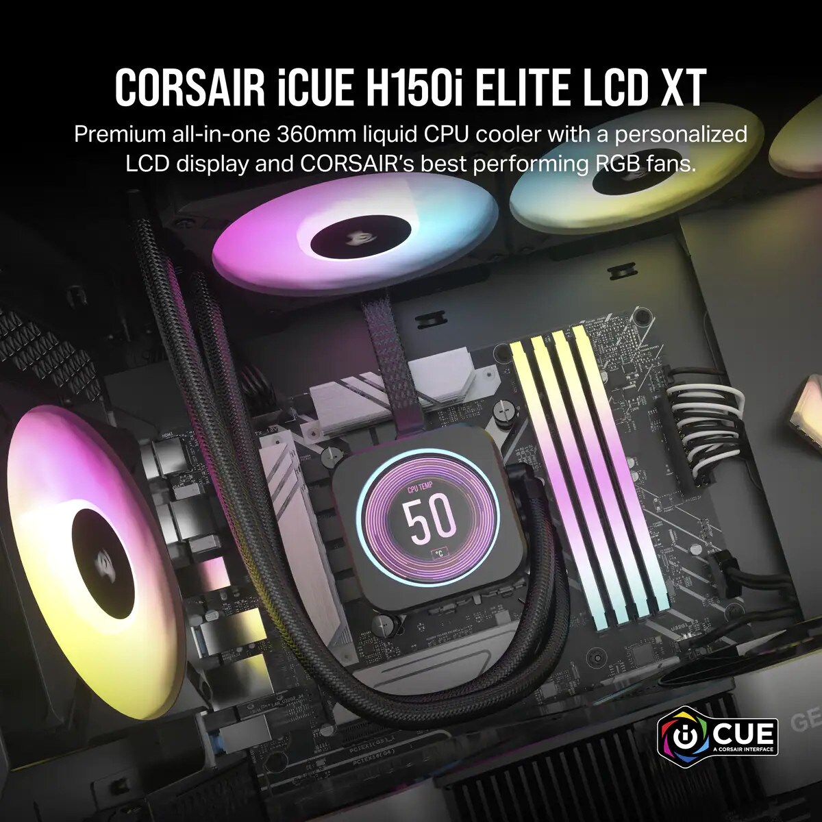 Corsair ICUE H150i Elite XT LCD RGB Wasserkühlung 360mm Intel und