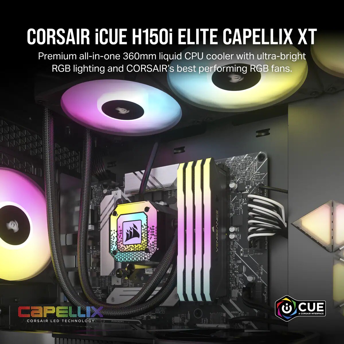 Corsair iCUE H150i RGB ELITE 360mm, Wasserkühlung schwarz