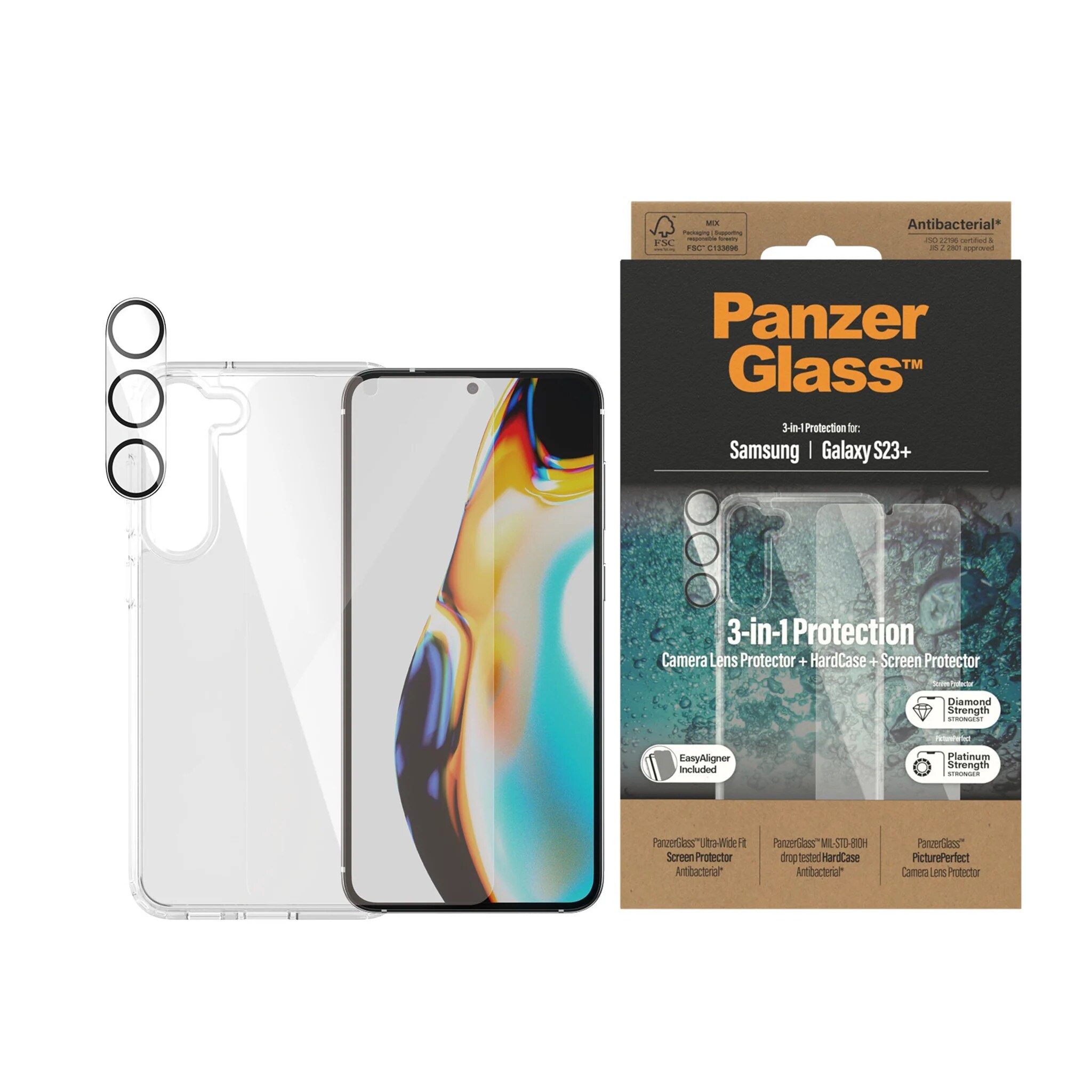 PanzerGlass für Samsung Galaxy S23+ Bundle HardCase + Screen Protector