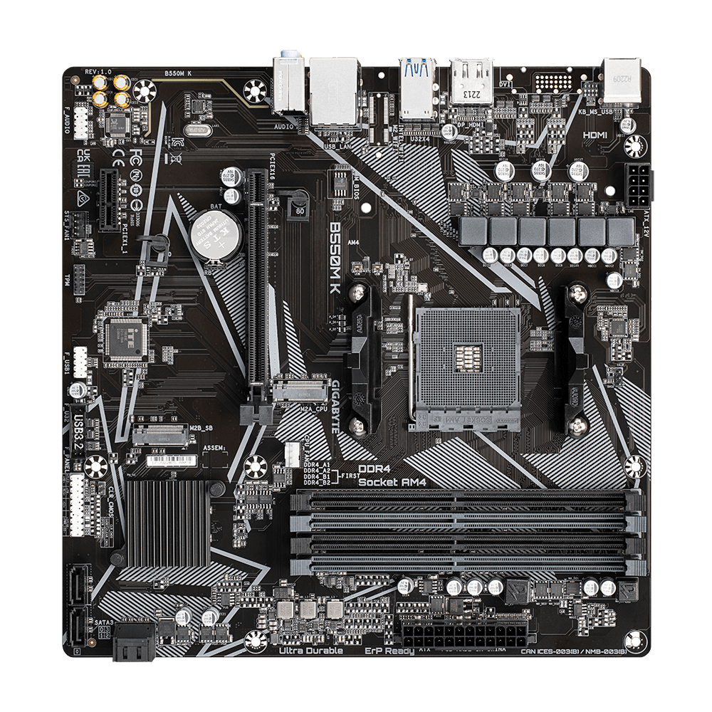 Gigabyte B550M K mATX Mainboard Sockel AM4 M.2/HDMI/DP/USB3.2 Gen1