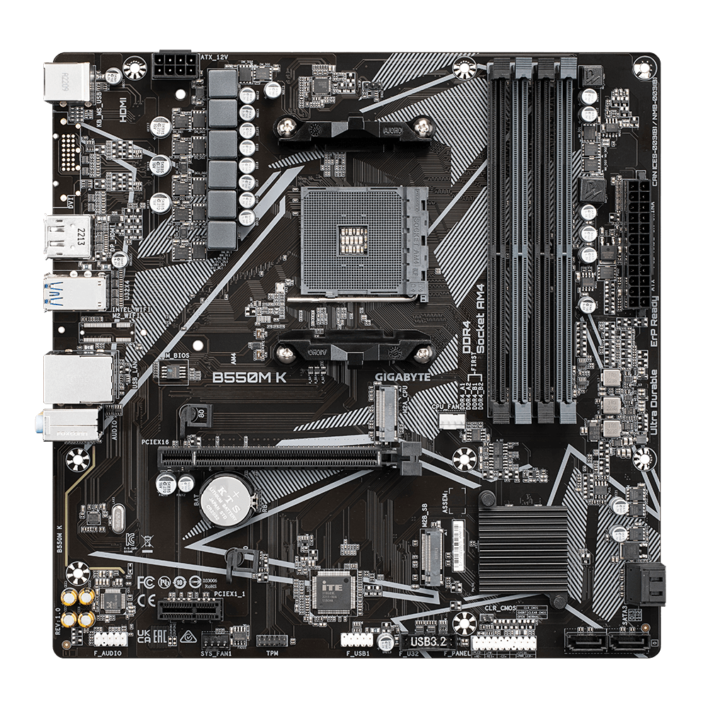 Gigabyte B550M K mATX Mainboard Sockel AM4 M.2/HDMI/DP/USB3.2 Gen1