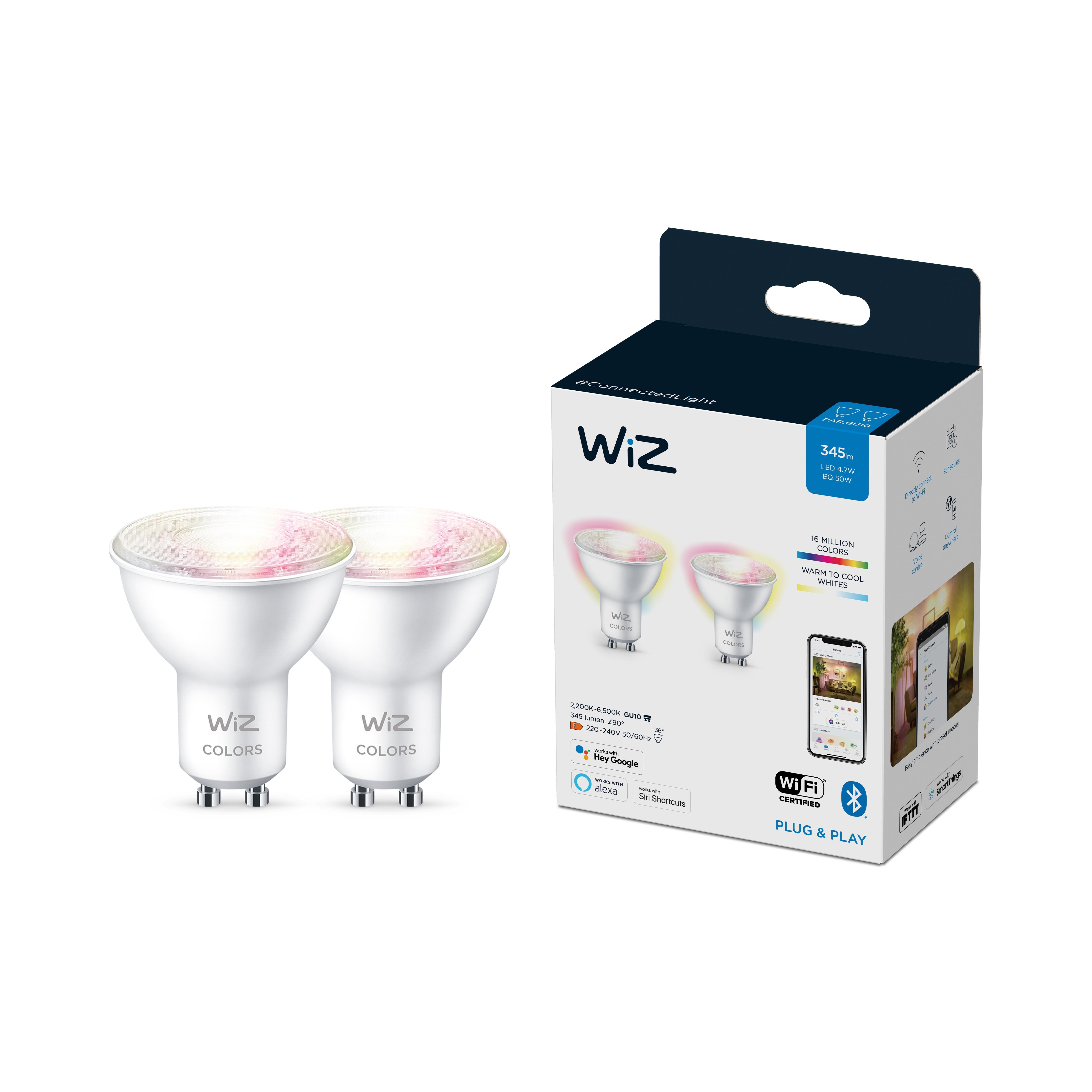 WiZ 50W GU10 Spot Tunable White &amp; Color Doppelpack