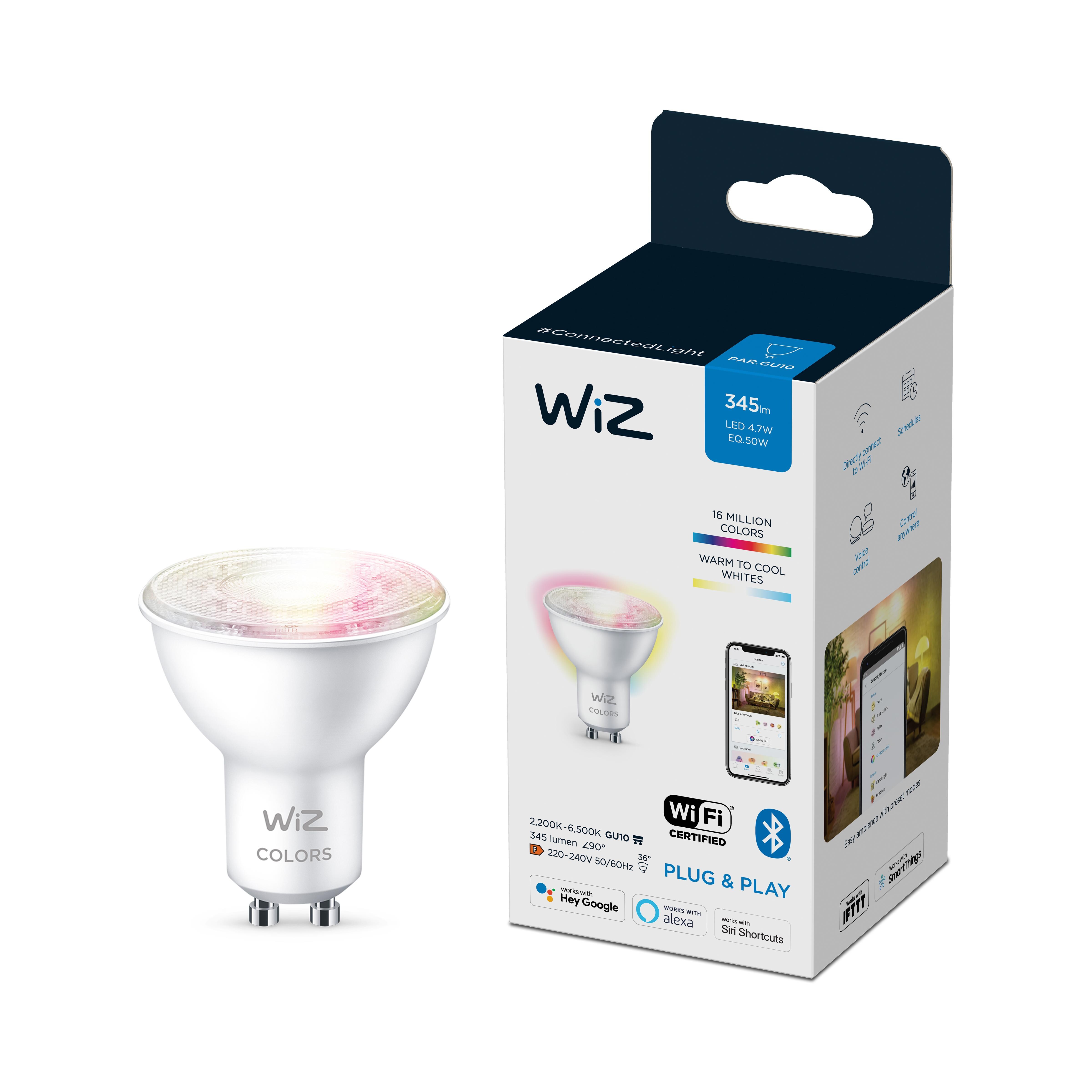 WiZ smarte Lampe mit bis zu 16 Millionen Farbe Spot GU10 Wi-Fi