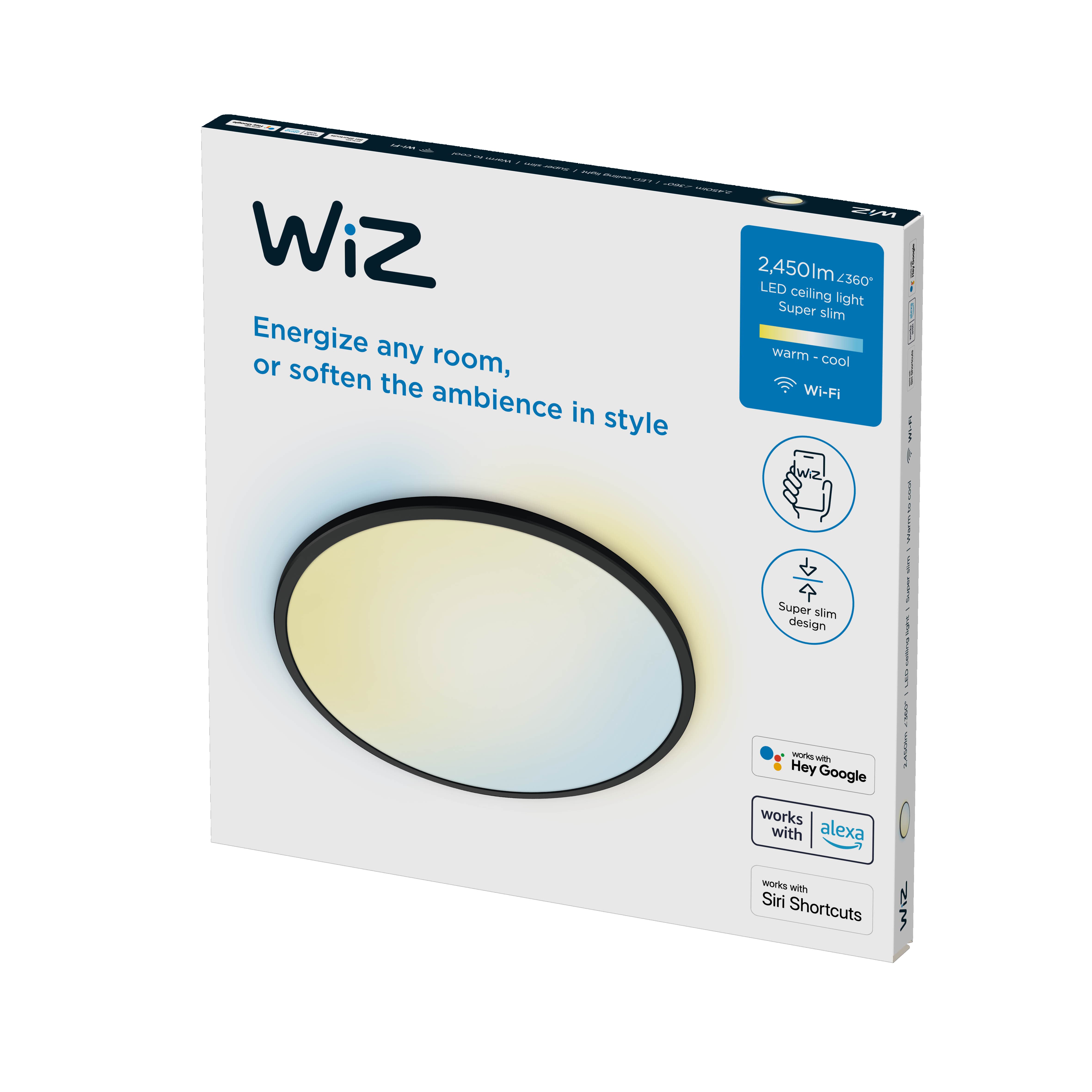 WiZ SuperSlim ++ Schwarz Deckenleuchte Cyberport Einzelpack 2450lm Tunable White