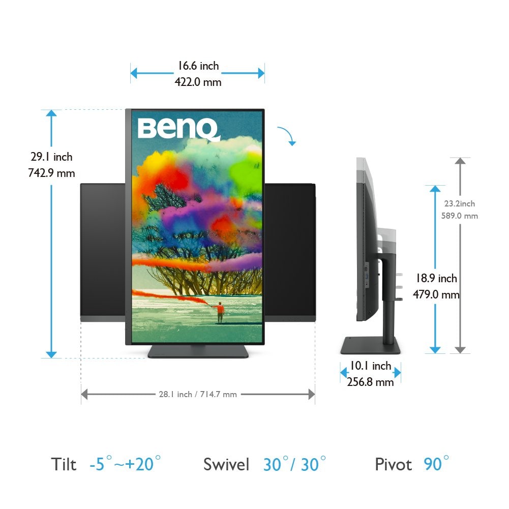 BenQ PD3205U 80cm (31,5") 4K UHD Grafik-Monitor IPS 16:9 DP/HDMI/USB-C Pivot HV