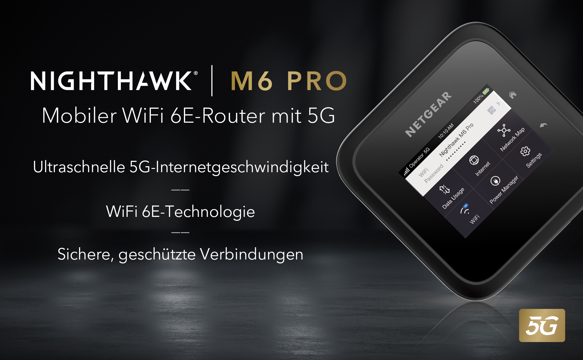 Netgear Nighthawk M6 Pro 5G WiFi 6E Mobiler Hotspot-Router (MR6450 