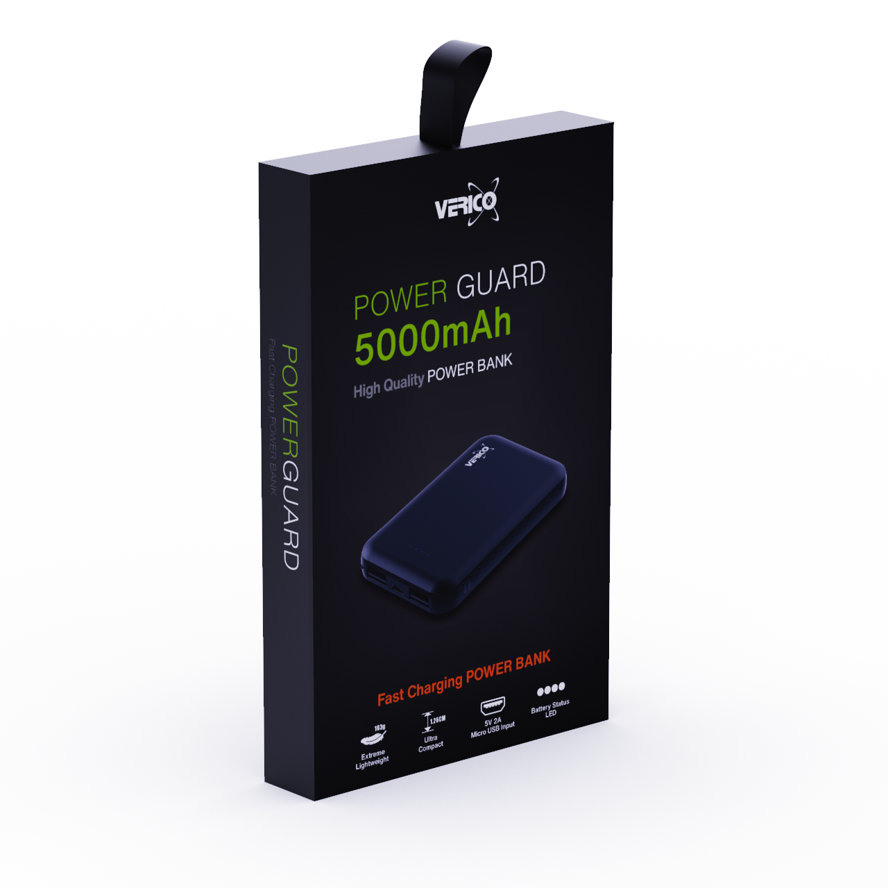 Verico Power Guard USB Powerbank, 5,000 mAh, schwarz