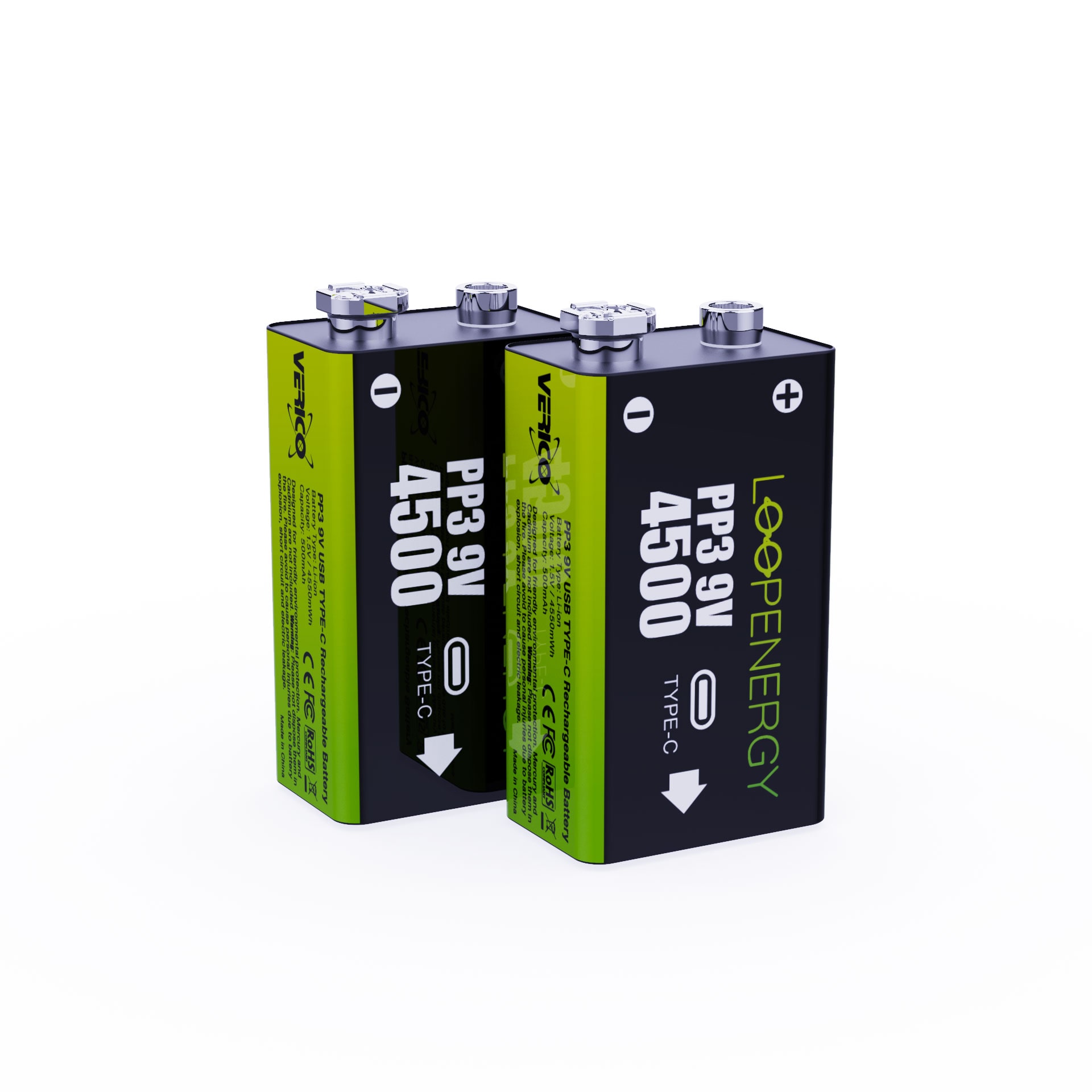 Verico LoopEnergy USB-C Pile rechargeable 6LR61 (9V) Li-Ion 500 mAh 7.4 V 2  pc(