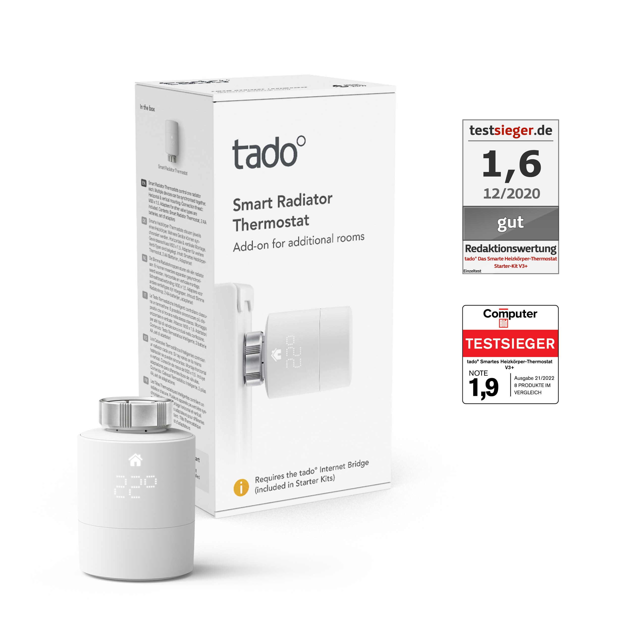 tado° Smartes Heizkörper-Thermostat - Zusatzprodukt für Einzelraumsteuerung