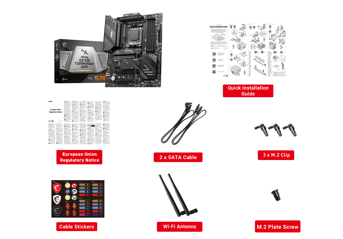 MSI MAG X670E Tomahawk Wifi ATX Mainboard Sockel AM5 4x M.2/USB-C/HDMI/DP