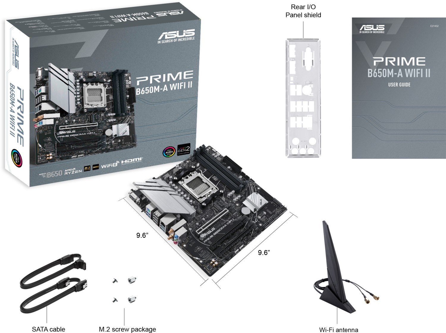 ASUS PRIME B650M-A WIFI II mATX Mainboard Sockel AM5 M.2/USB3.2 TypC/HDMI/DP/VGA