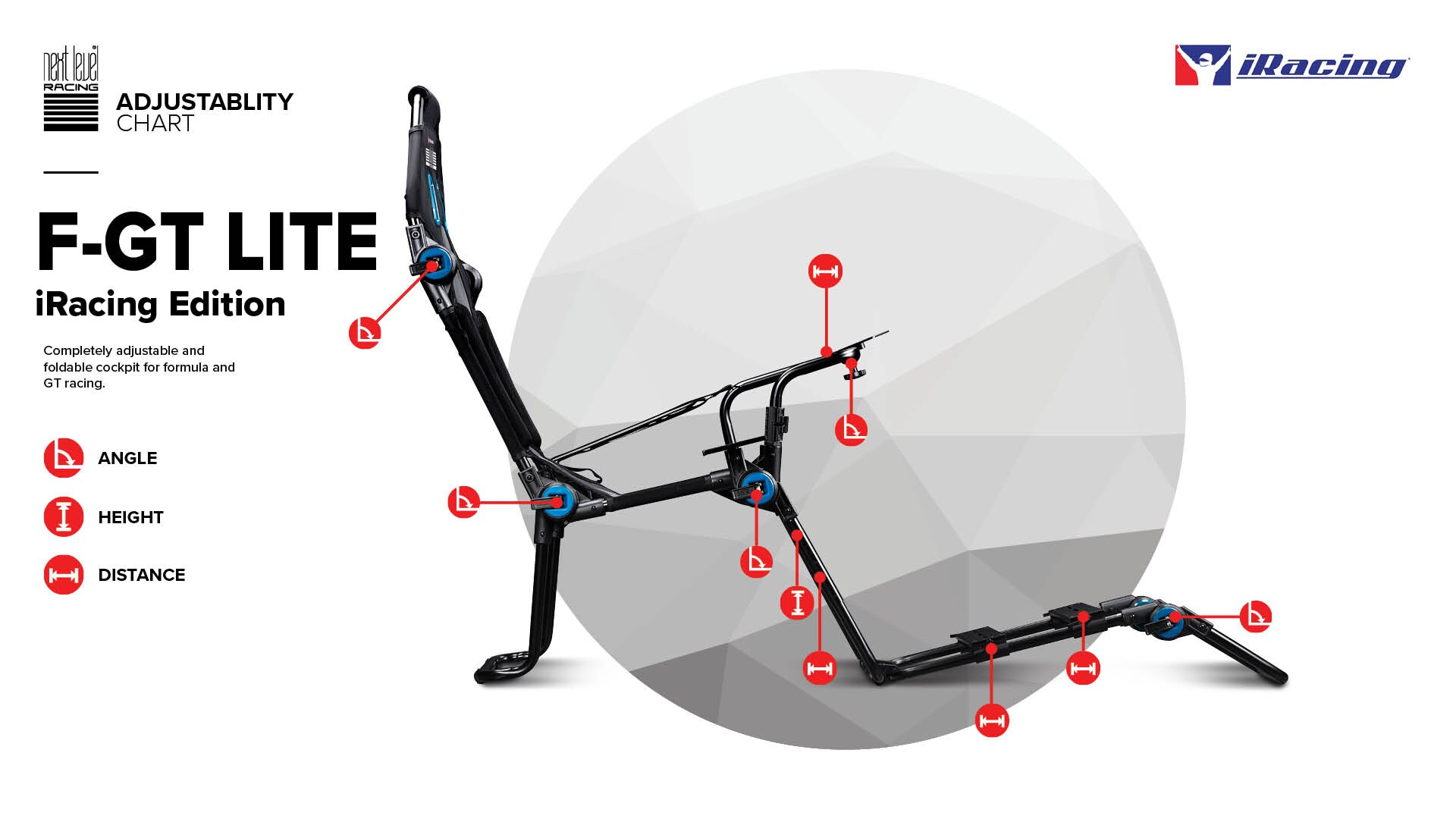 Next Level Racing F-GT Lite Formula GT Foldable Simulator Cockpit iRacing Edit.