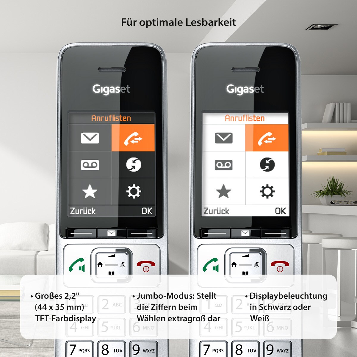 Gigaset Comfort 500 - Schnurlostelefon - Rufnummernanzeige, DECT silber