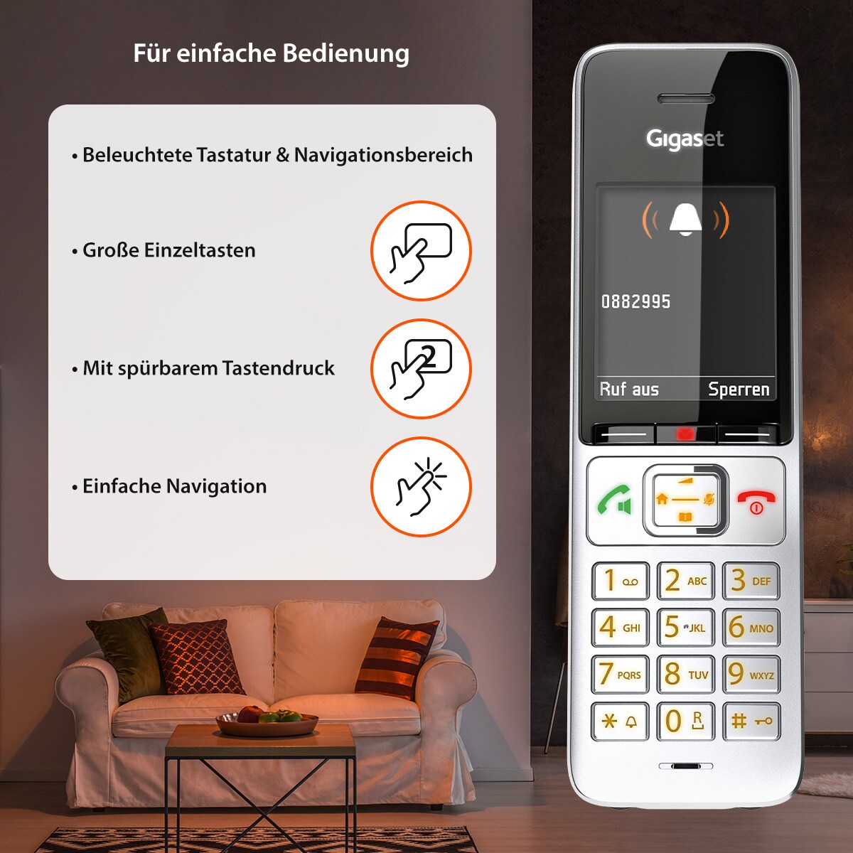 Gigaset Comfort 500HX - Schnurlostelefon - Rufnummernanzeige, DECT silber