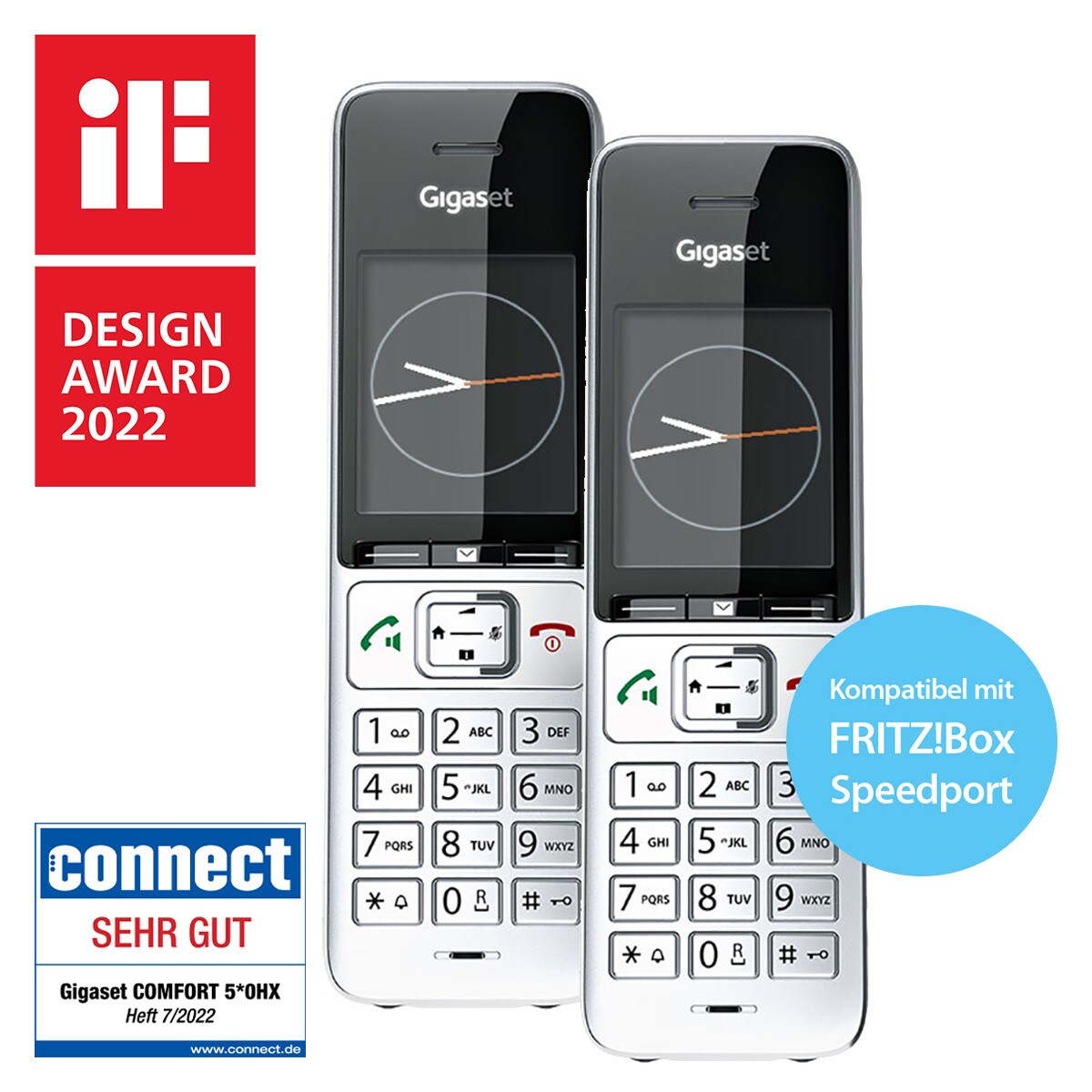 Gigaset Comfort 500HX Duo - Schnurlostelefon - Rufnummernanzeige, DECT silber