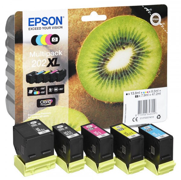 Epson C13T02G74010 Druckerpatronen Multipack 202XL Schwarz, Cyan, Magenta, Gelb