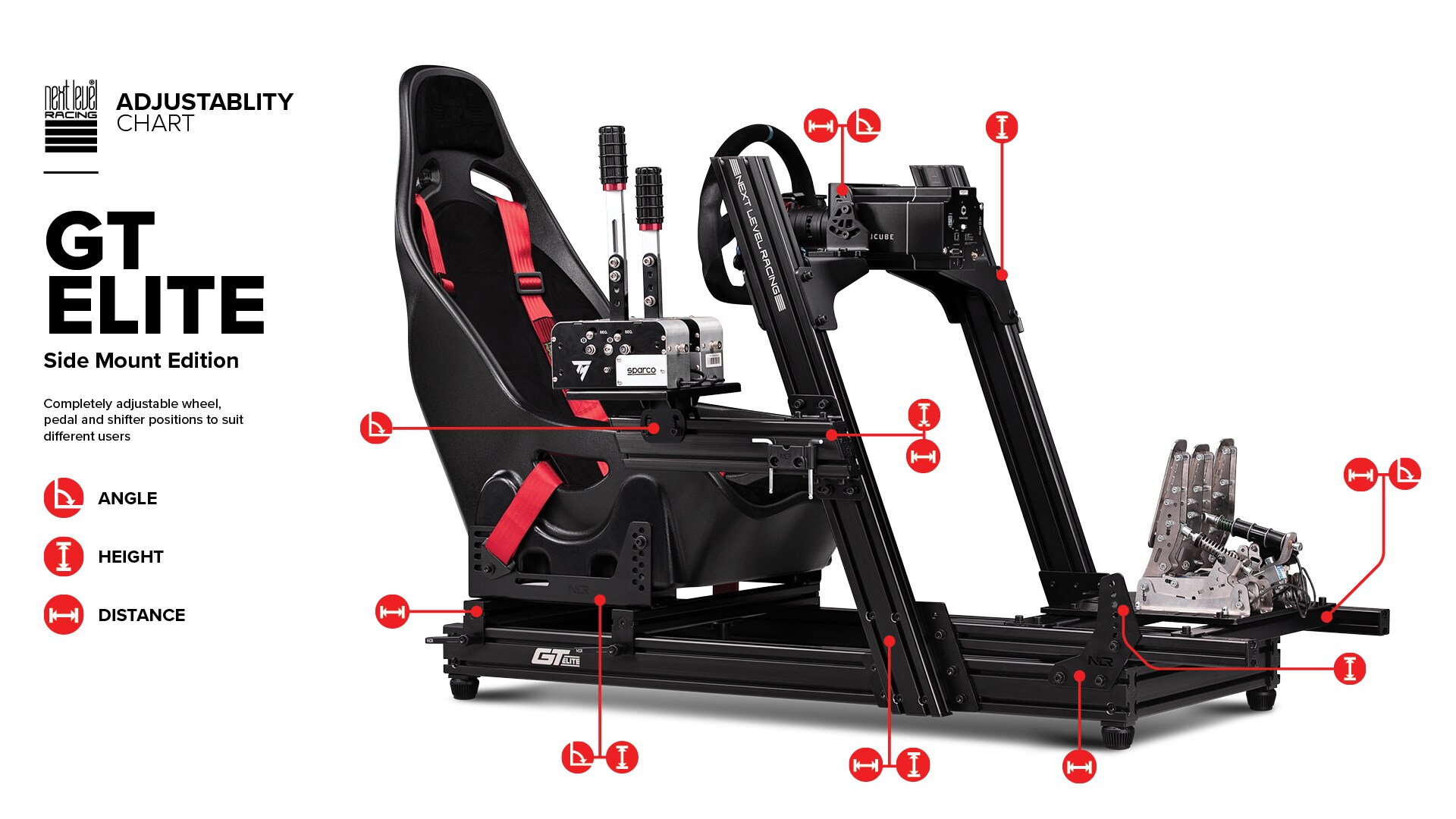 Next Level Racing GT Elite Alu Simulator Cockpit - Front and Side Mount Edt