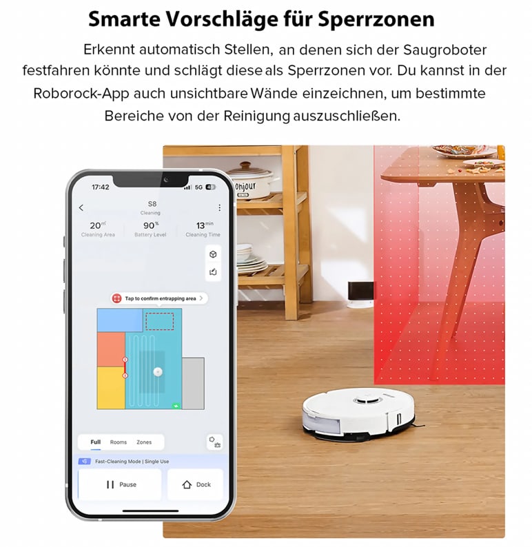 Roborock S8 Saugroboter Doppelbürste 6000Pa 3D Hindernisvermeidung Alexa weiß