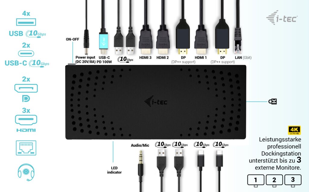 i-tec USB-C Tripple-4K Docking Gen2 + 100W PD