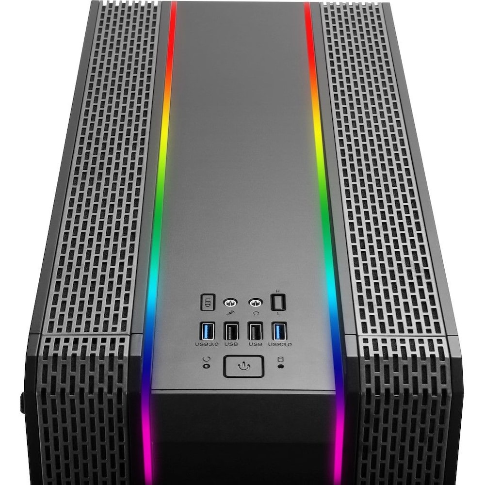 Inter-Tech X-3901 Impulse ATX Gaming Tower mit RGB Schwarz Seitenfenster