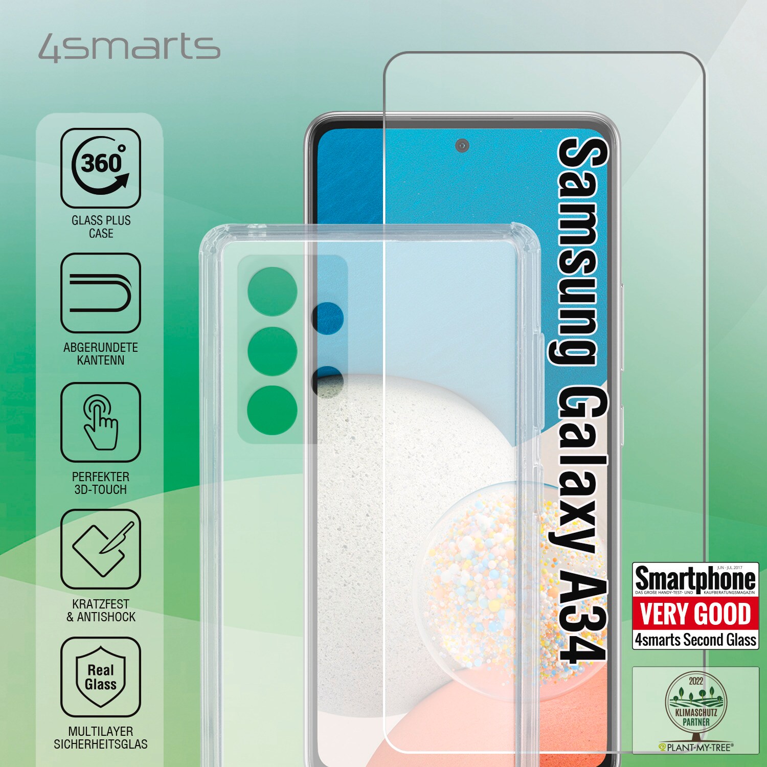 4Smarts 360° Protection Set X-Pro Clear für Samsung Galaxy A34, transparent