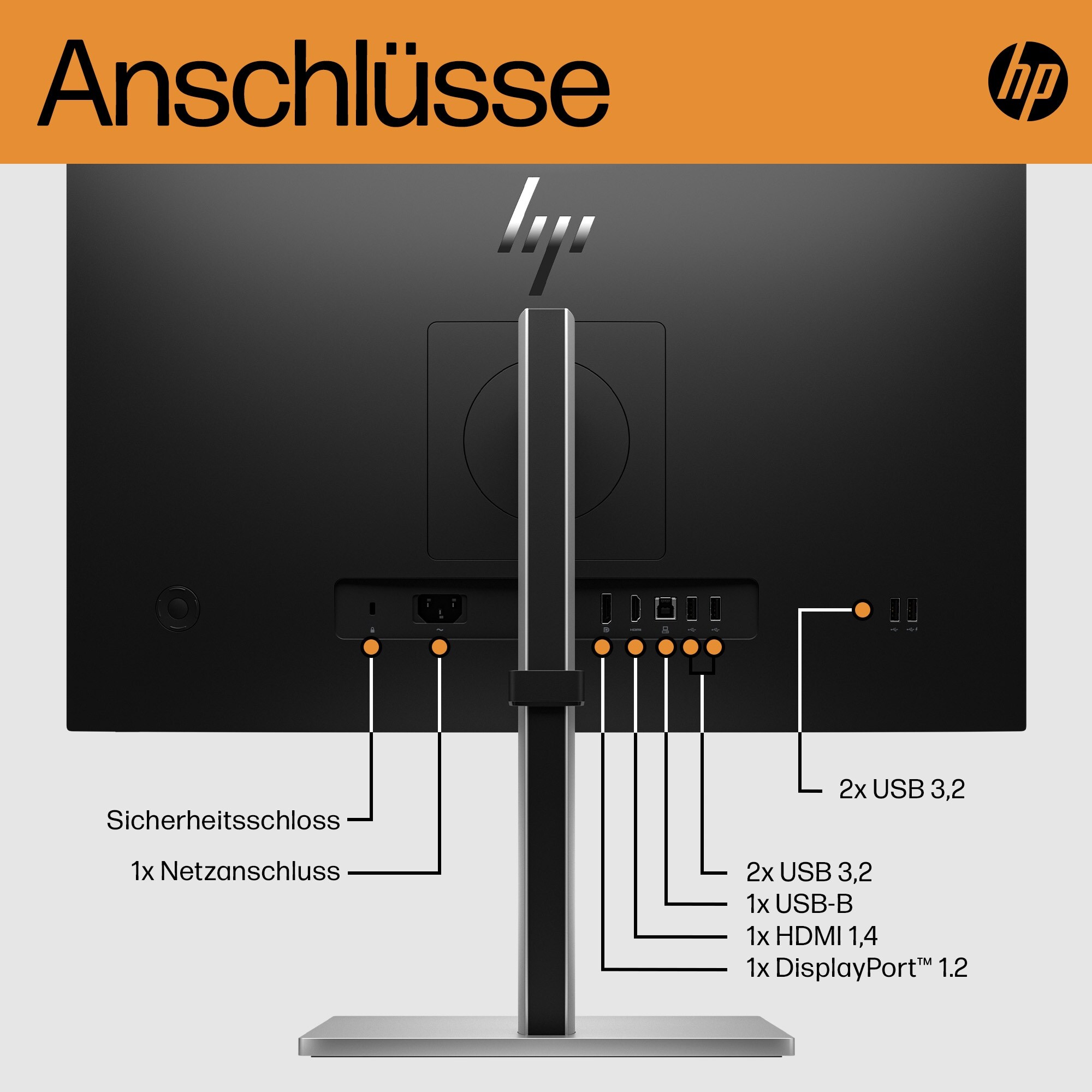 HP E24 G5 60,5cm (23,8") Full HD IPS Office-Monitor 16:9 HDMI/DP 4xUSB Pivot HV